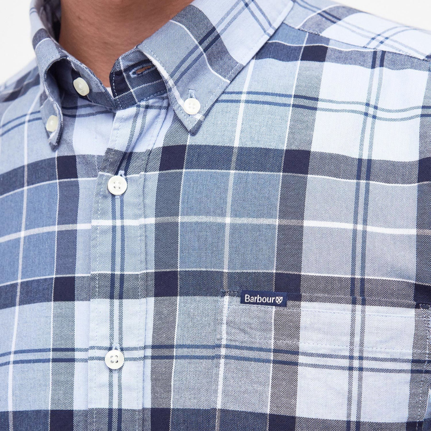 Lewis Tailored Checked Cotton Shirt Blue-Barbour-Phrase