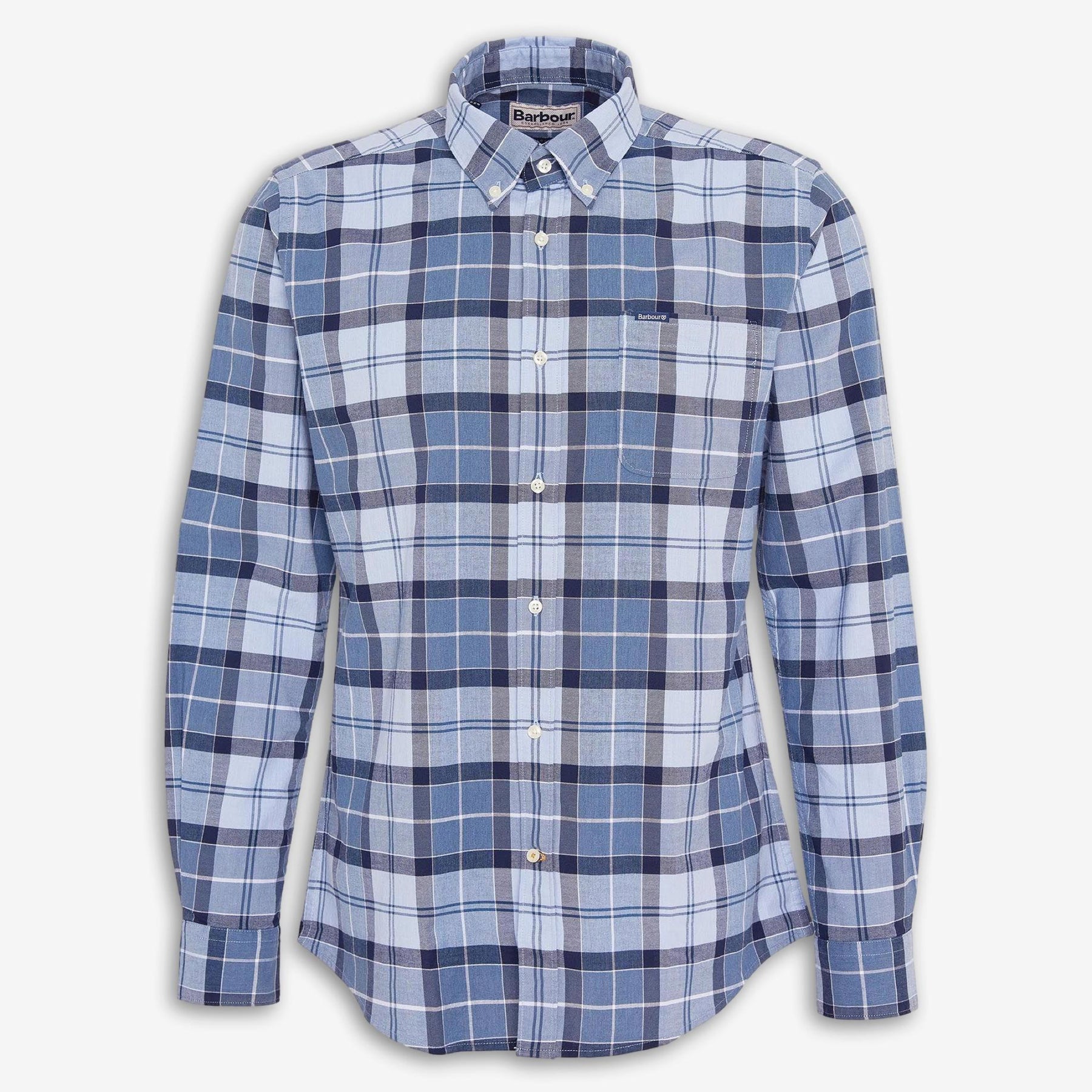 Lewis Tailored Checked Cotton Shirt Blue-Barbour-Phrase
