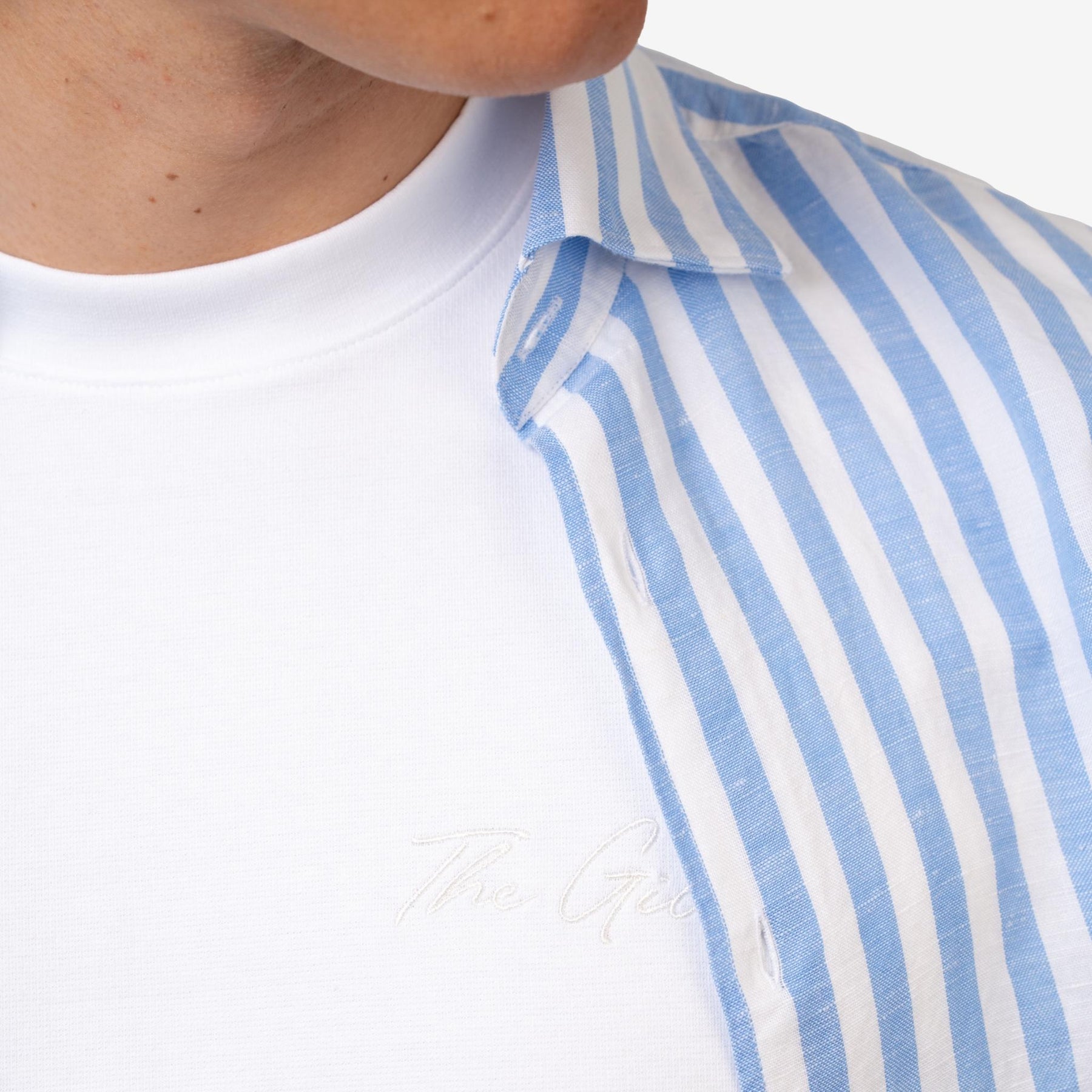 Linen Shirt Striped Light Blue