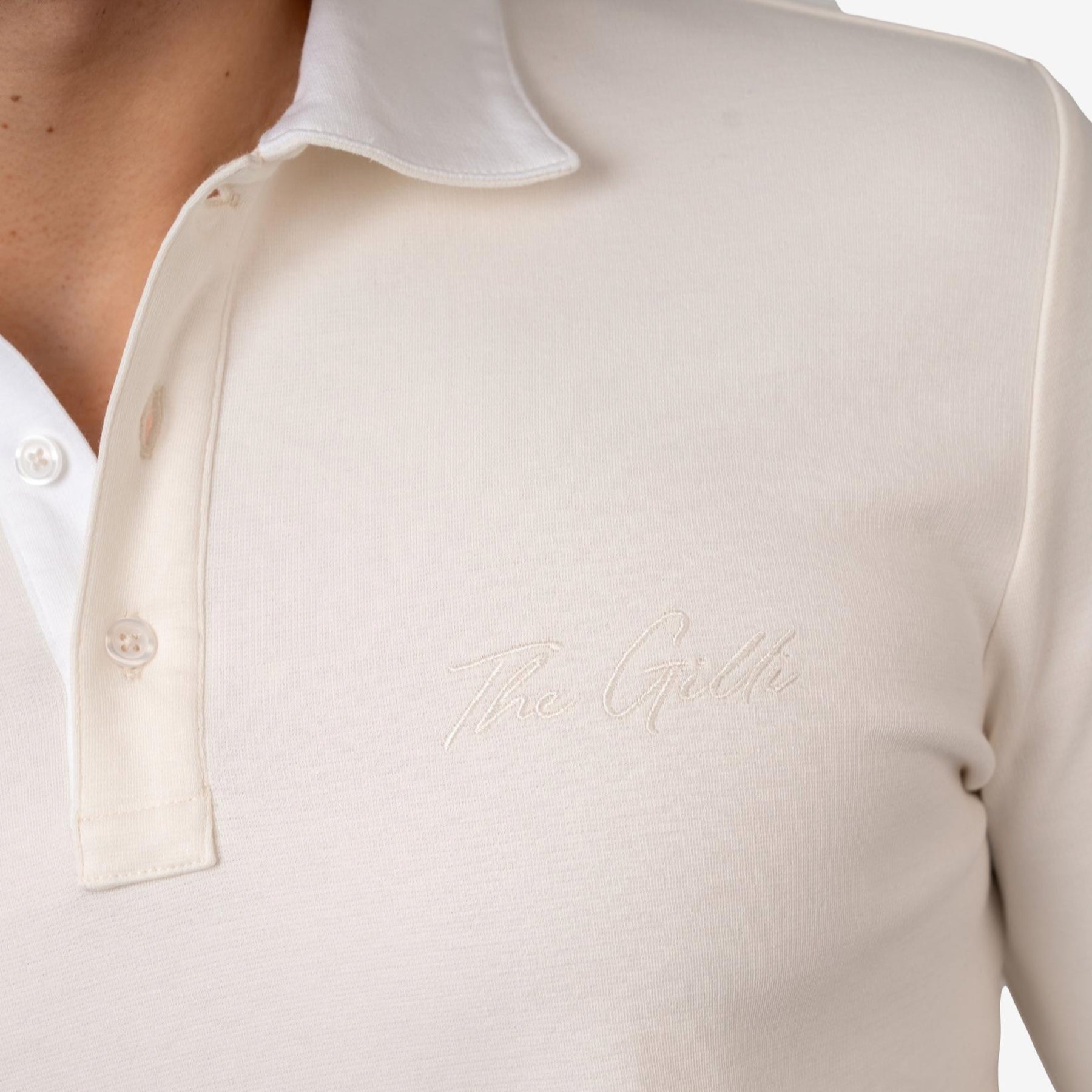 Longsleeve Cotton Polo Offwhite