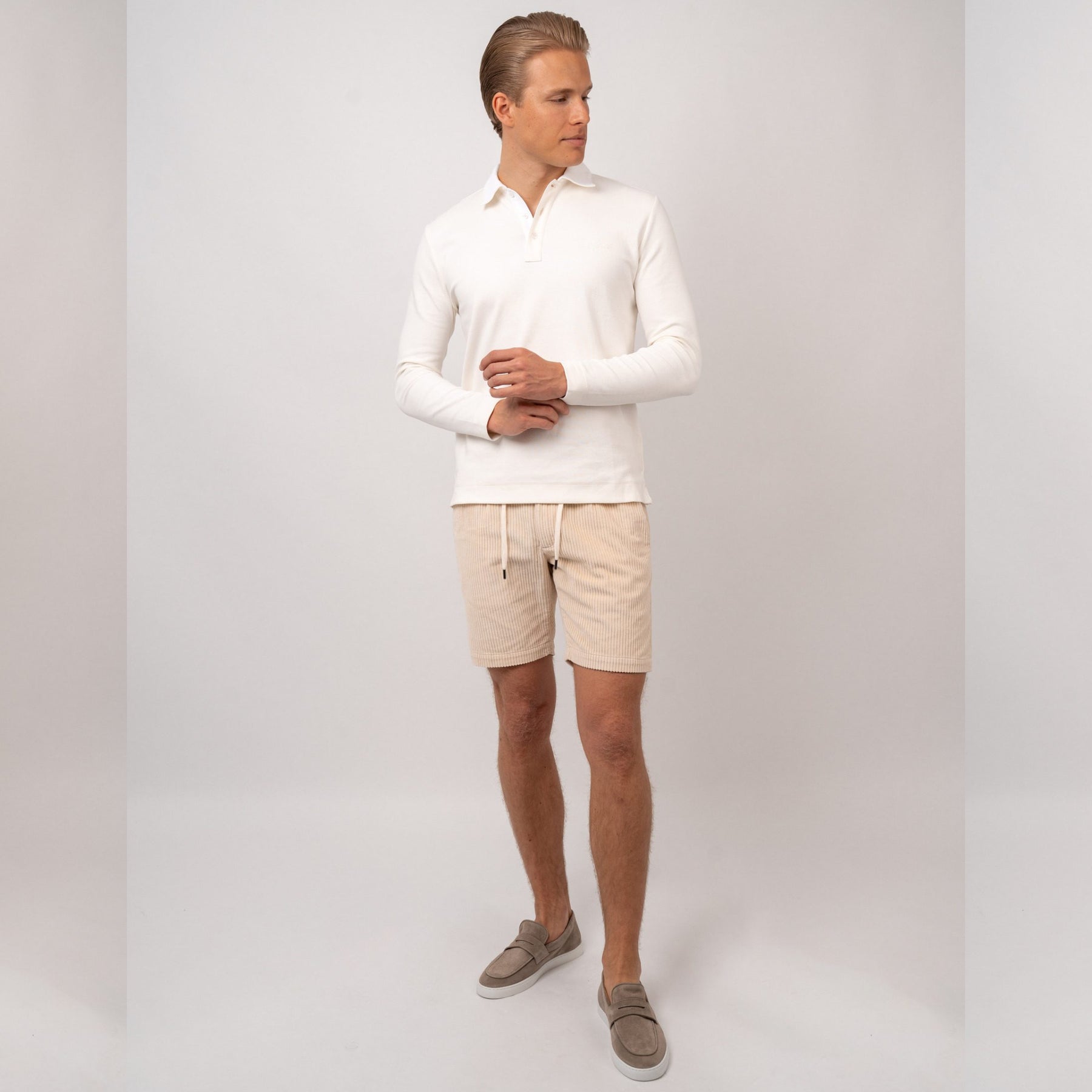 Longsleeve Cotton Polo Offwhite