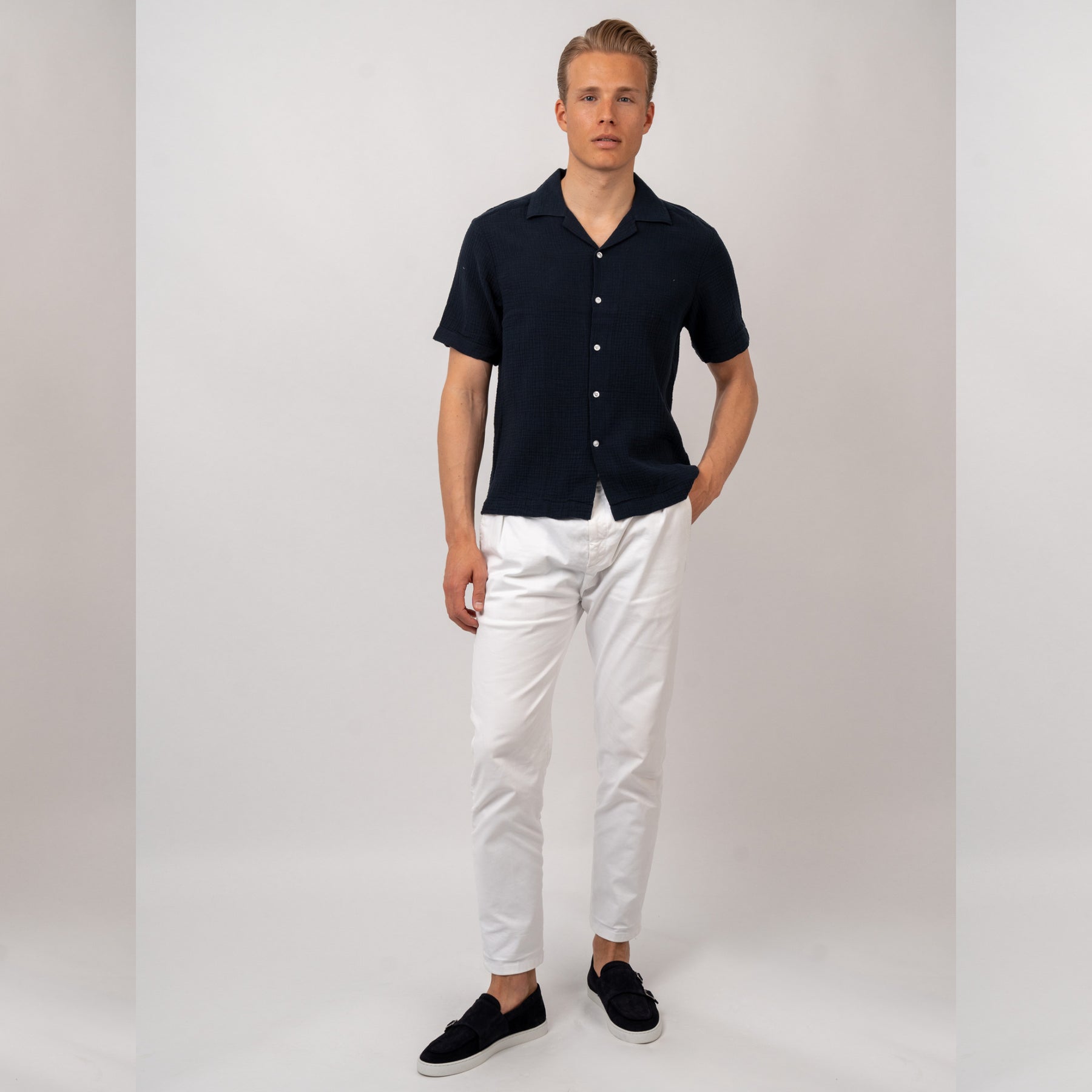 Madras Cuba Shortsleeve Shirt Navy