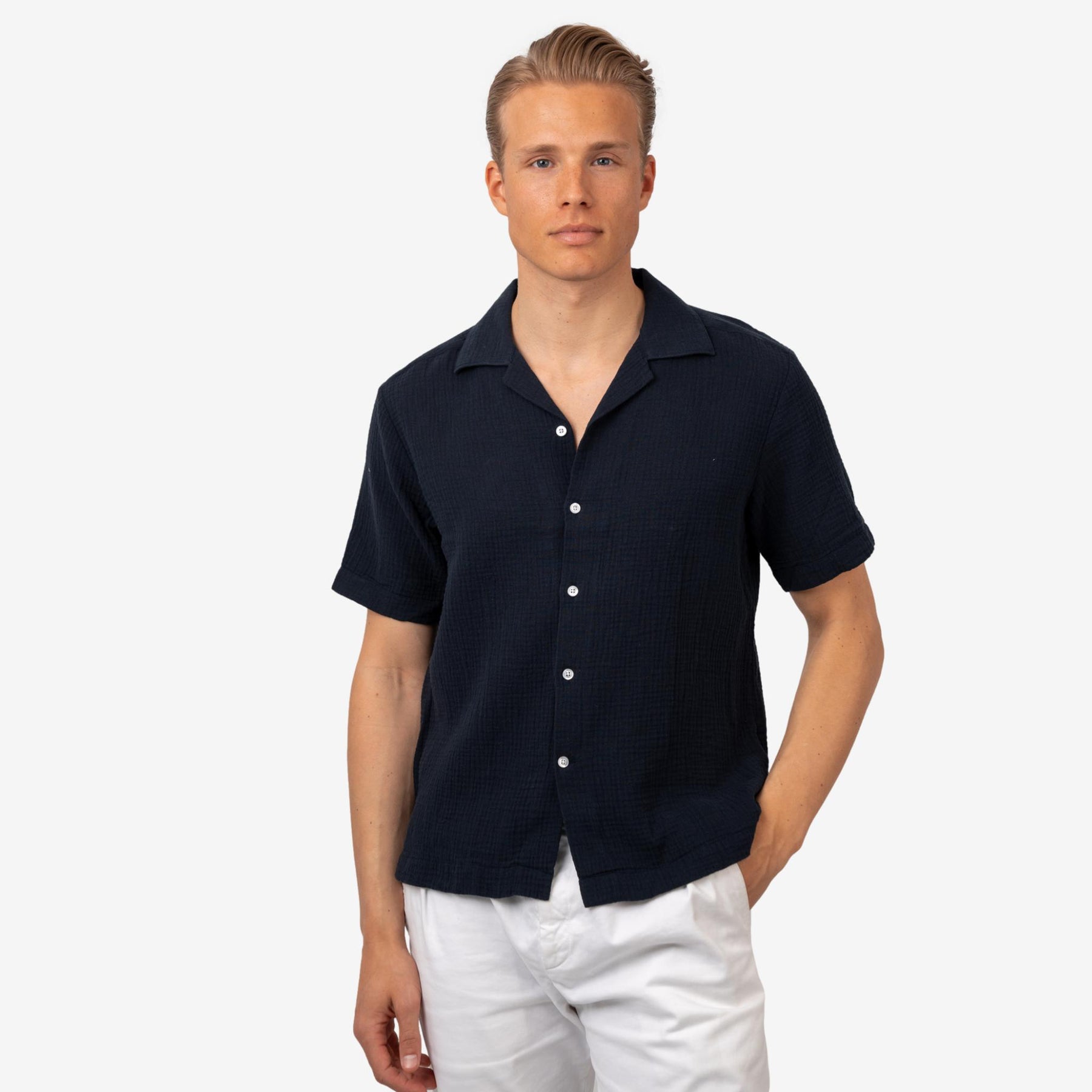 Madras Cuba Shortsleeve Shirt Navy