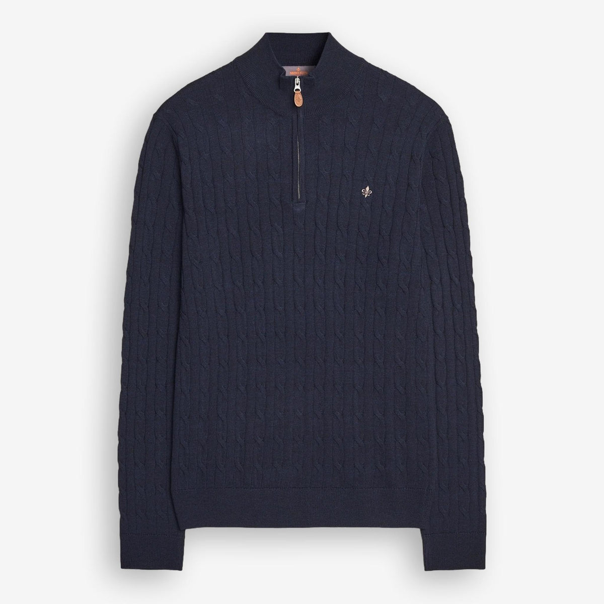 Merino Cable John Zip Navy-Morris Stockholm-Phrase
