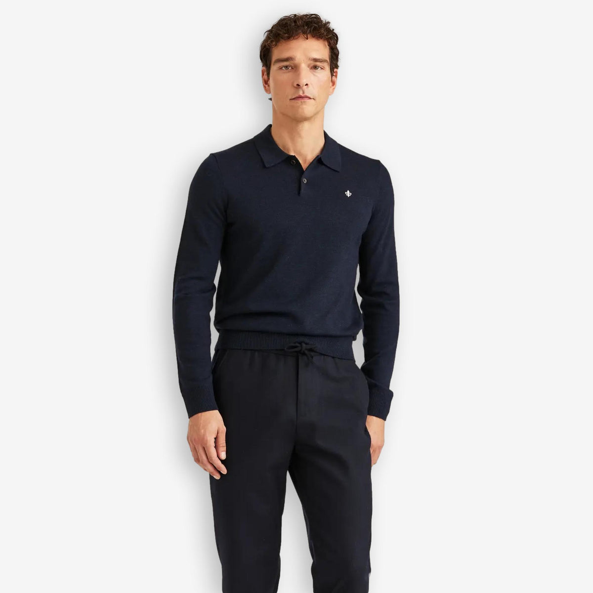 Merino Polo Knit Navy-Morris Stockholm-Phrase