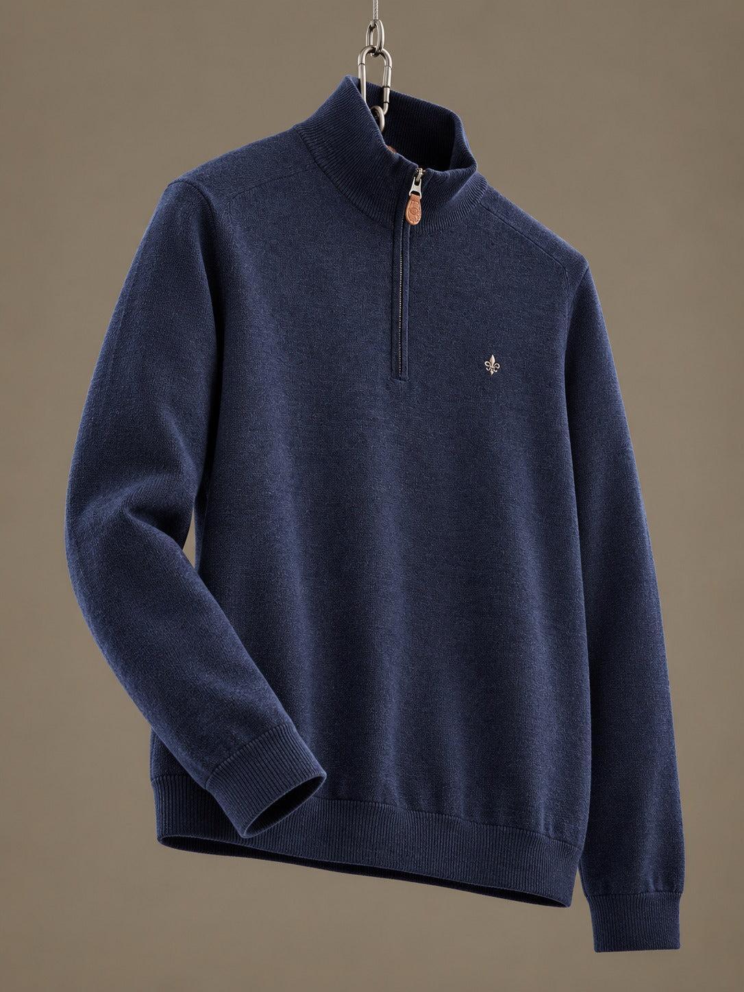 John Merino Half Zip Blue