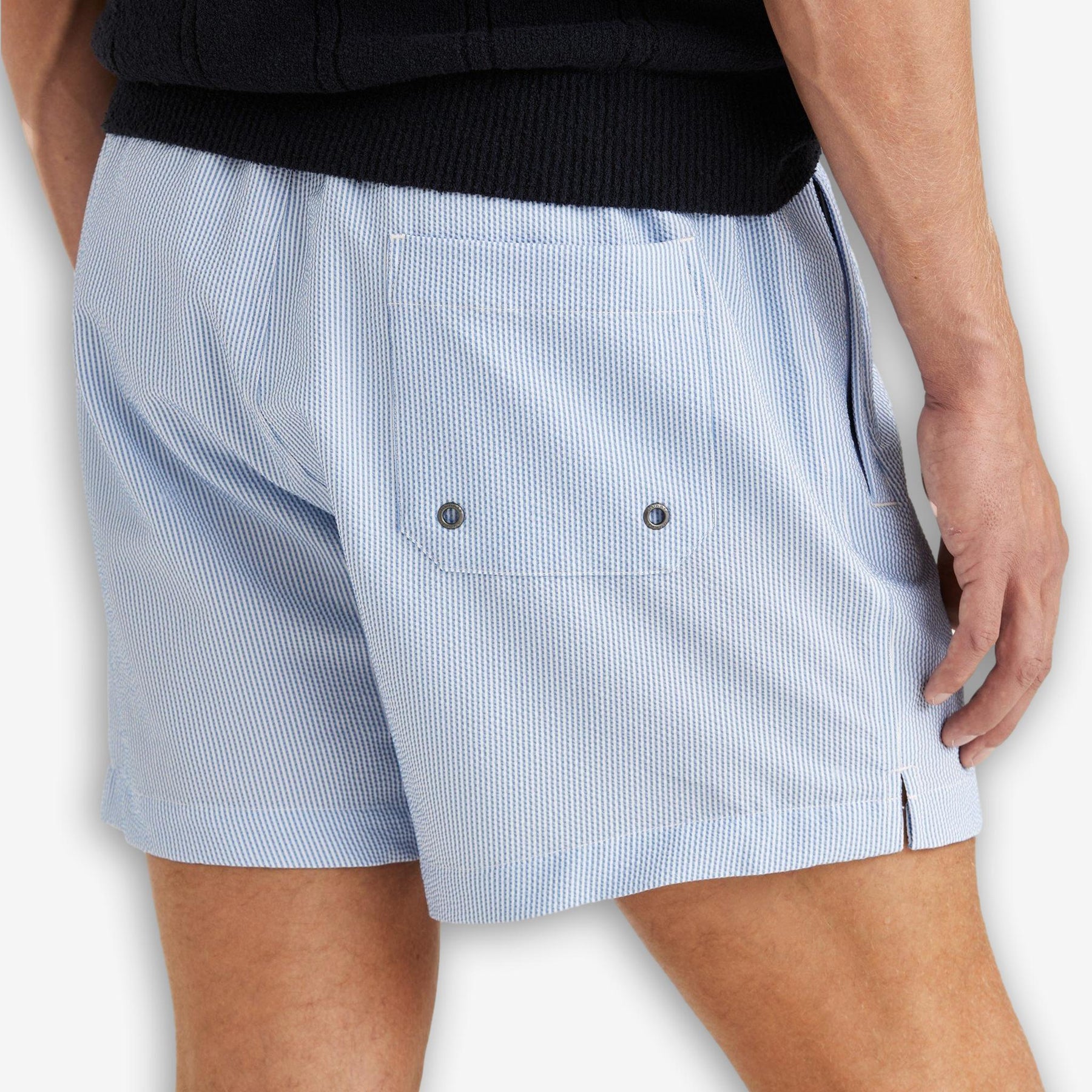 Morris Seersucker Bathing Trunks Blue
