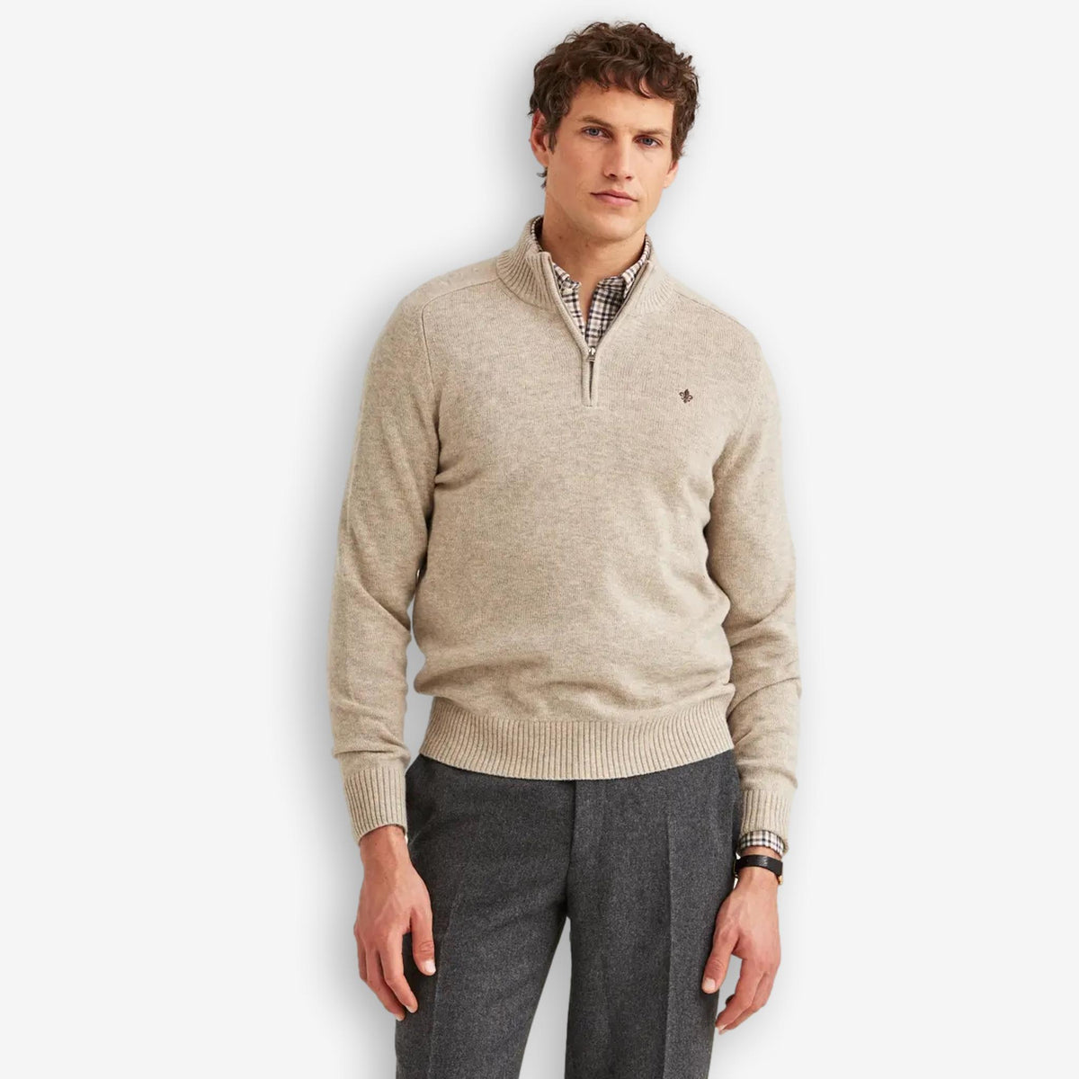 New Hertford Merino Half Zip Khaki-Morris Stockholm-Phrase