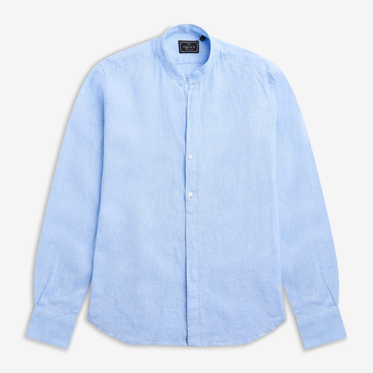 Orian Linen Mandarin Collar Shirt Blue-Orian-Phrase