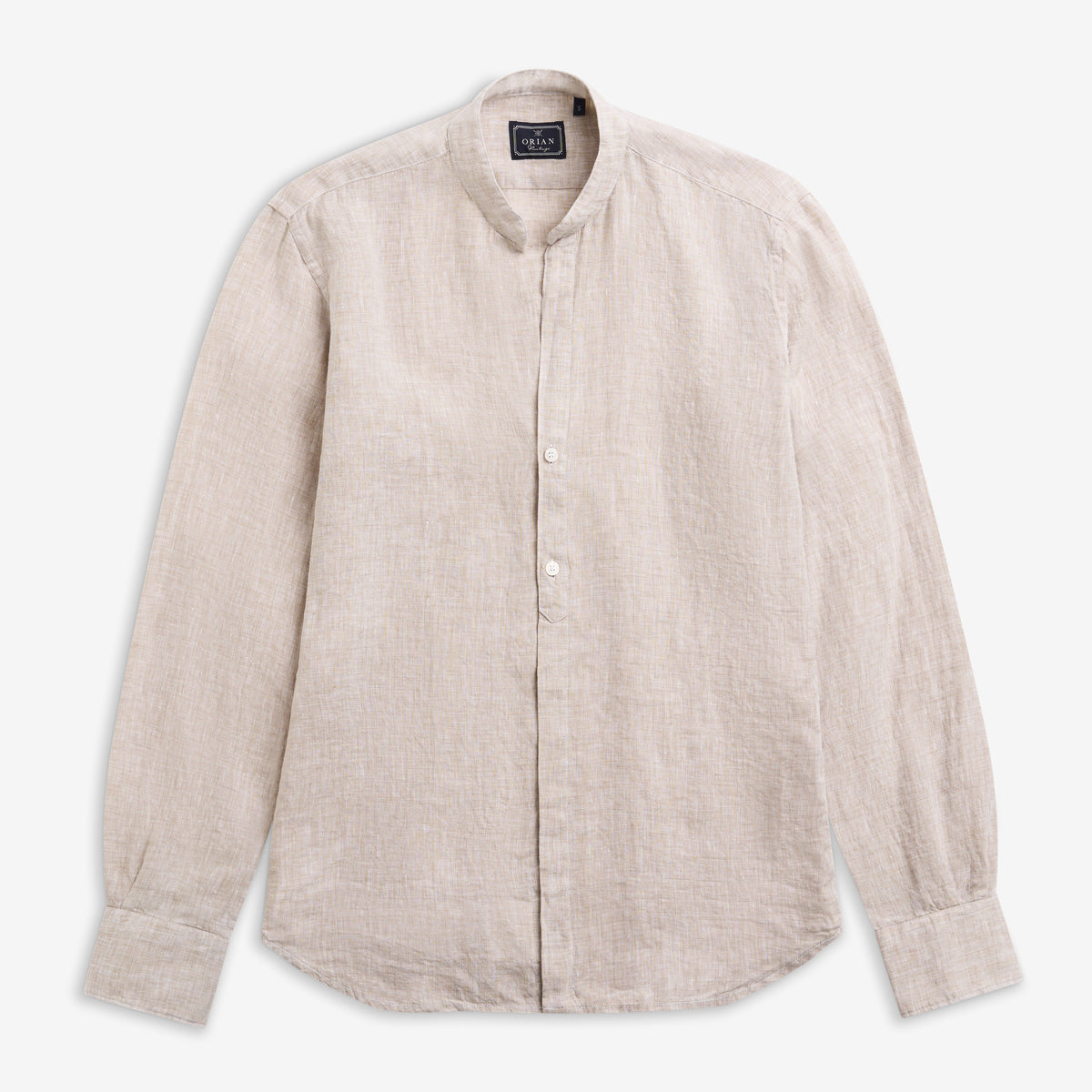 Orian Linen Mandarin Collar Shirt Khaki-Orian-Phrase