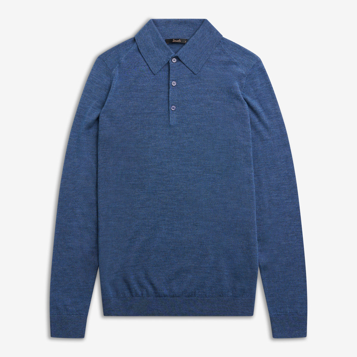 Picerno Polo Long Sleeve Blue-Zavoli-Phrase