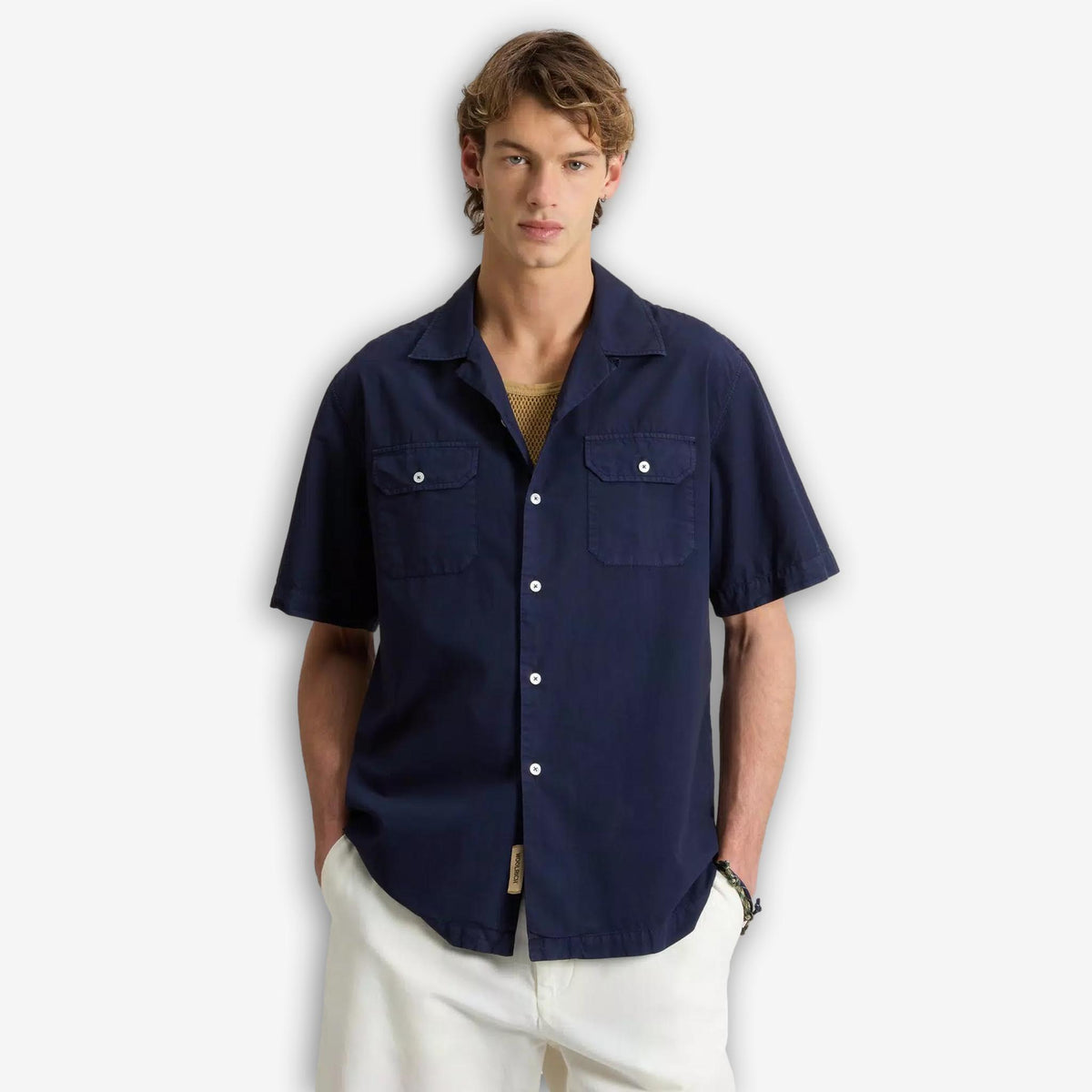 Pima Cotton Camp Shirt Blue-Woolrich-Phrase