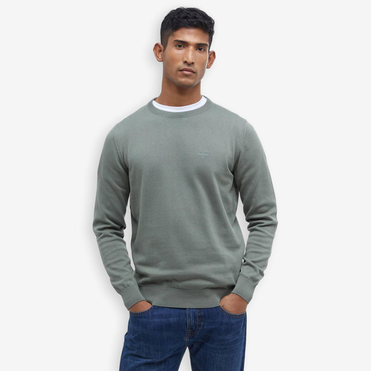Pima Cotton Crewneck Sweater Green