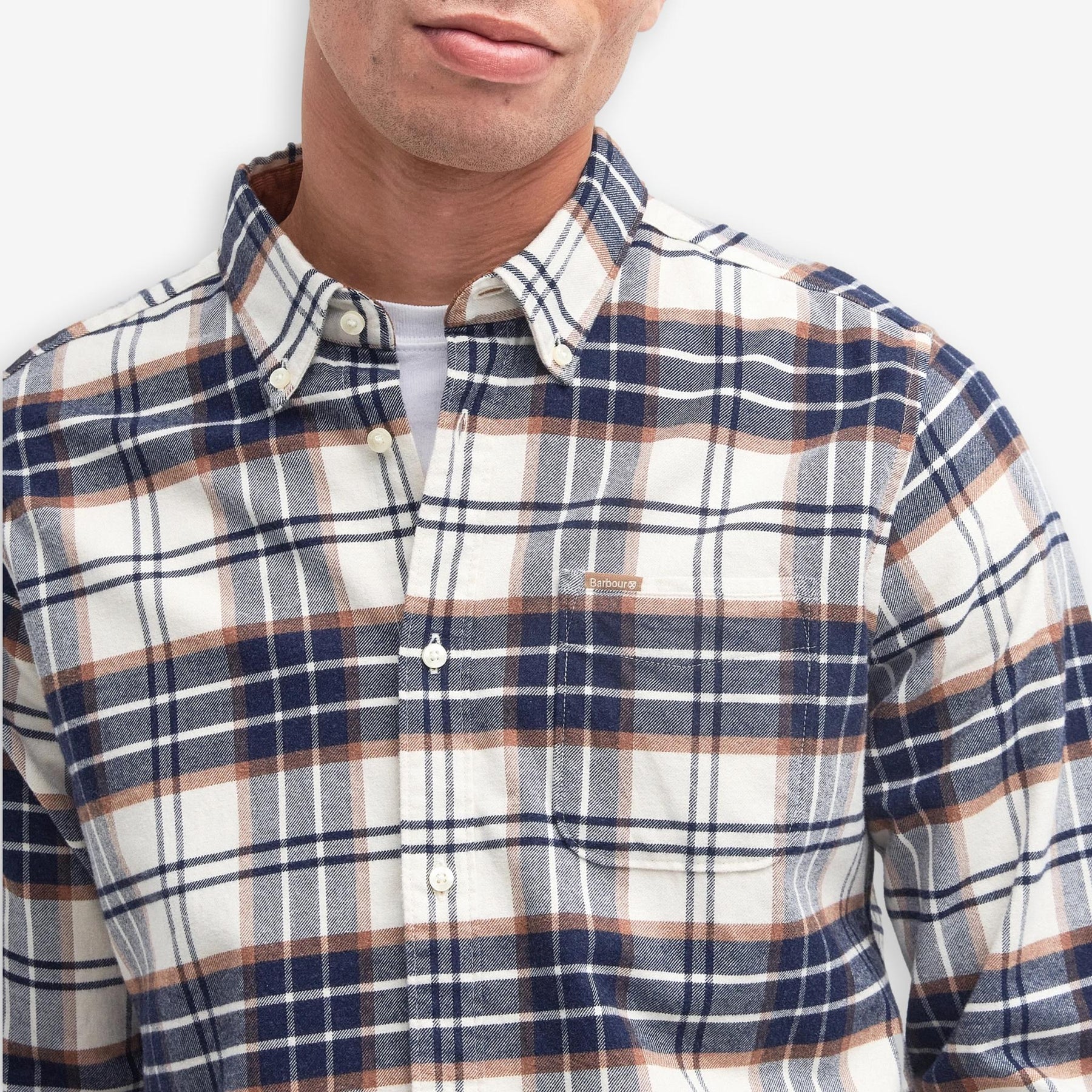 Portdown Twill Check Shirt Ecru-Barbour-Phrase