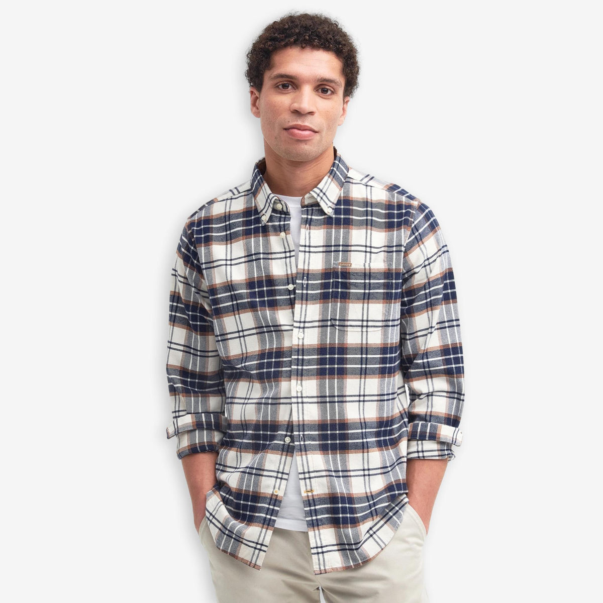 Portdown Twill Check Shirt Ecru-Barbour-Phrase
