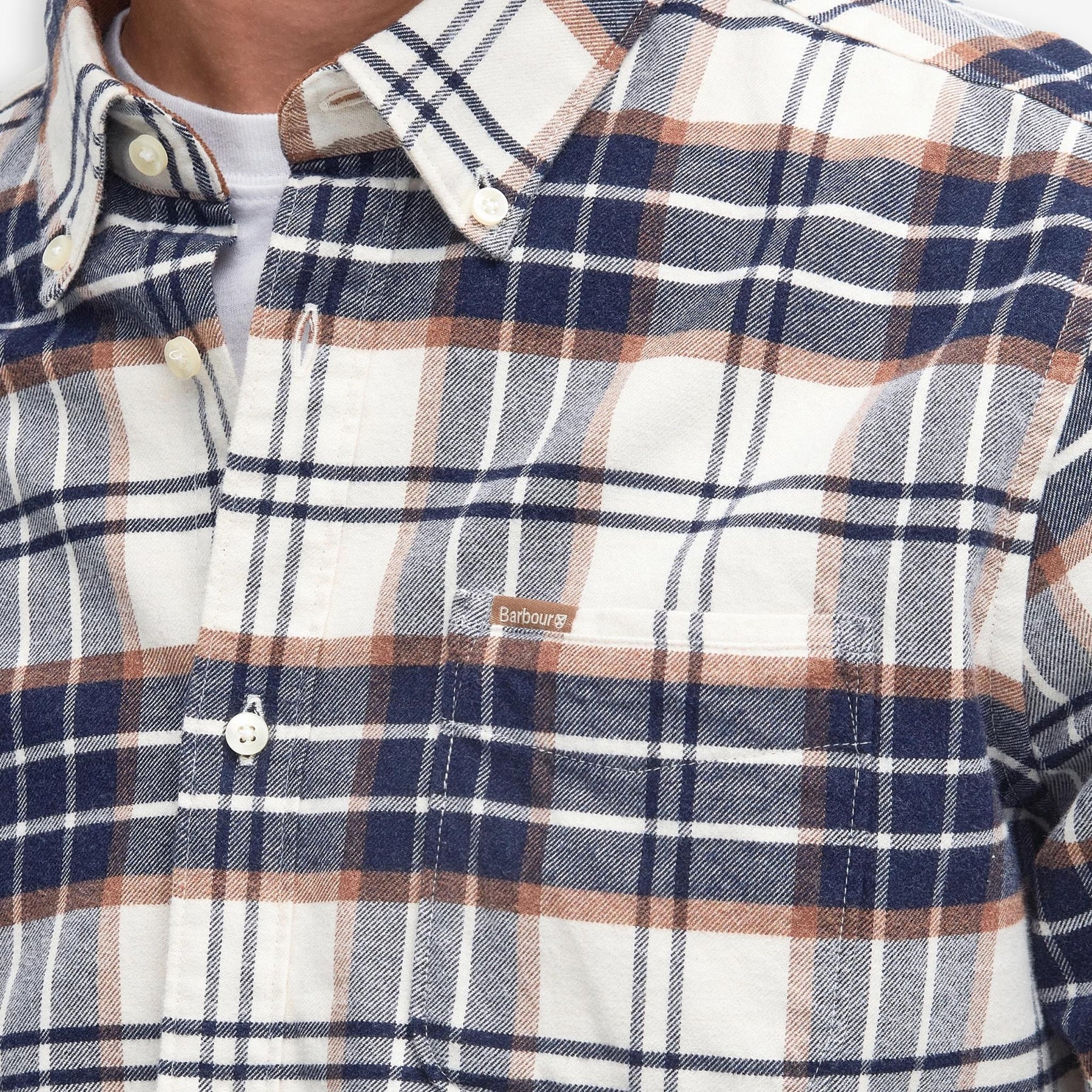 Portdown Twill Check Shirt Ecru-Barbour-Phrase