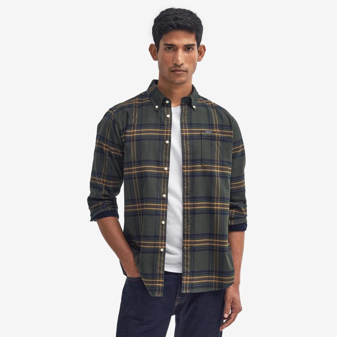 Portdown Twill Check Shirt Olive-Barbour-Phrase