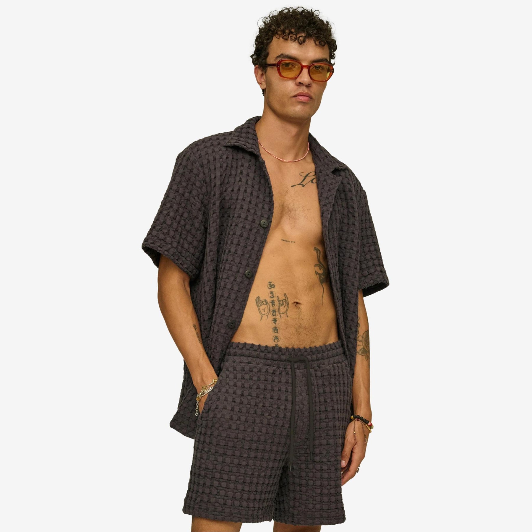Porto Waffle Shorts Nearly Black