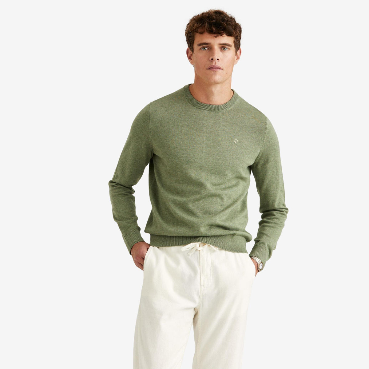Riley Cotton O-Neck Olive-Morris Stockholm-Phrase