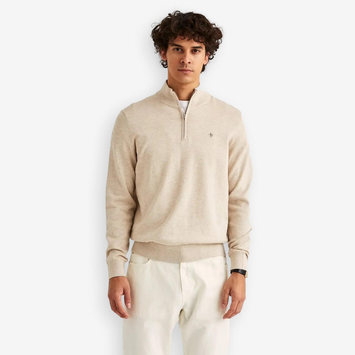 Riley Cotton Half Zip Khaki