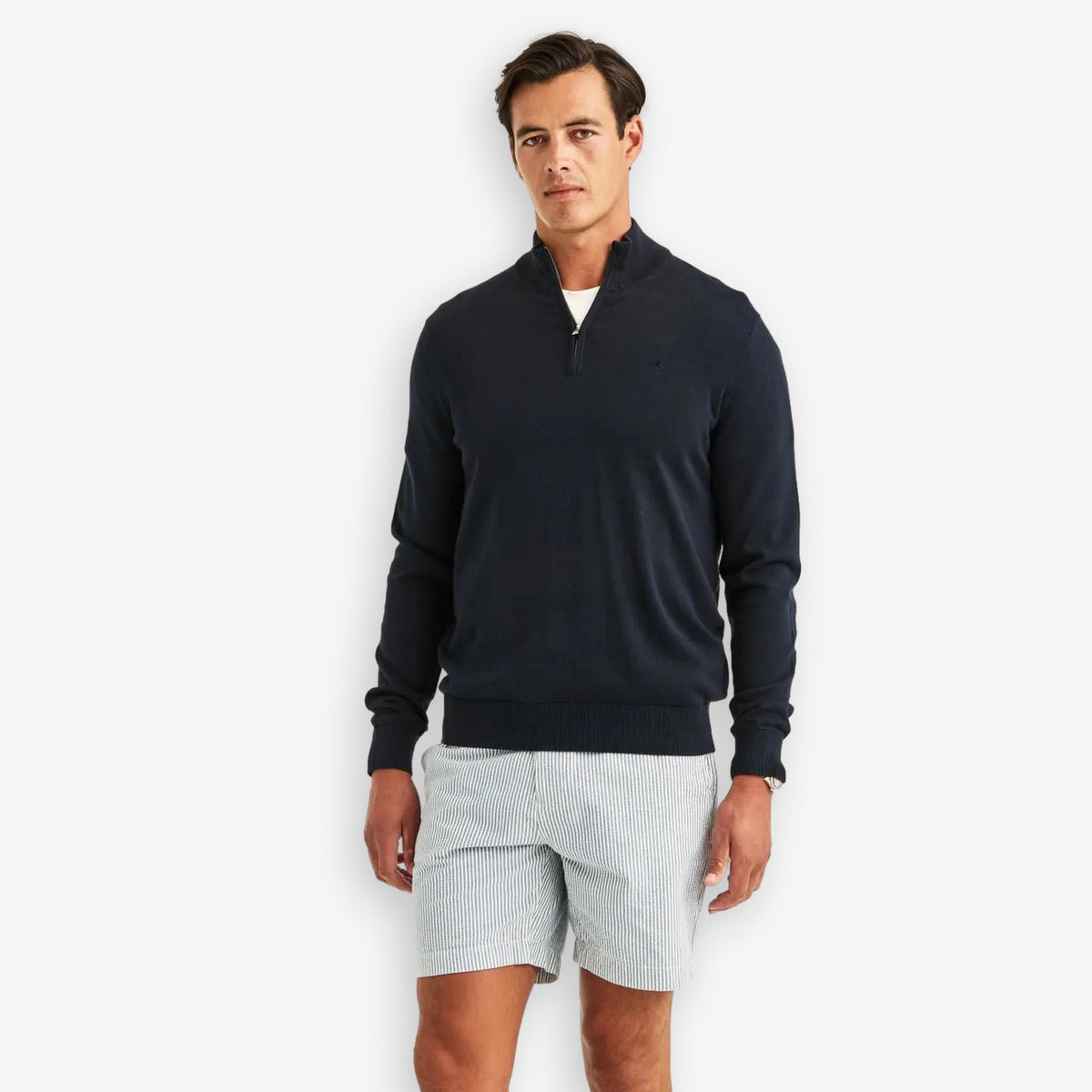 Riley Cotton Half Zip Navy