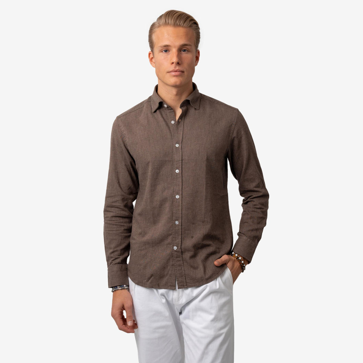 Rustic Flannel Shirt Brown-The Gilli-Phrase