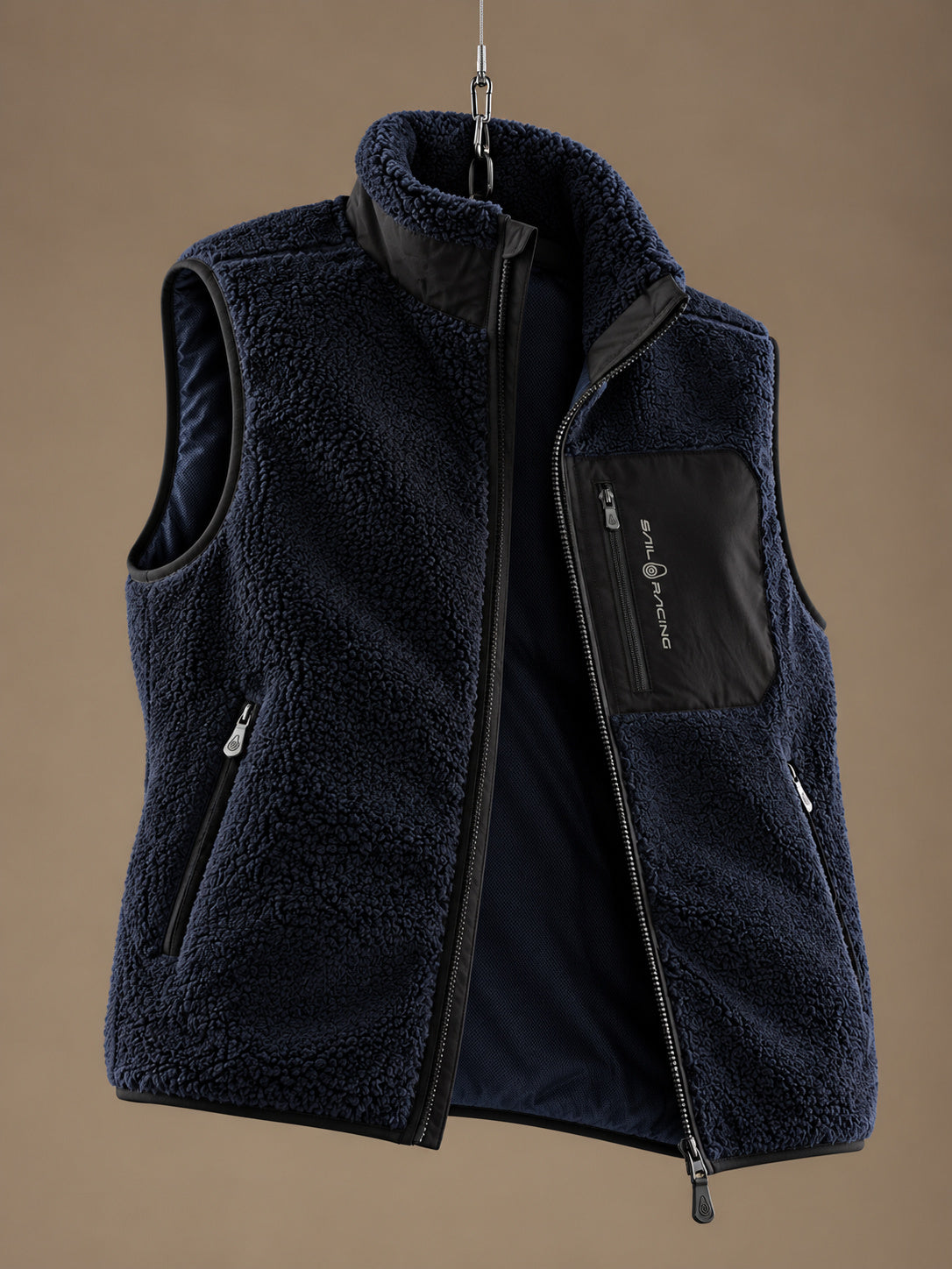 Bowman Pile Zip Vest Dark Navy