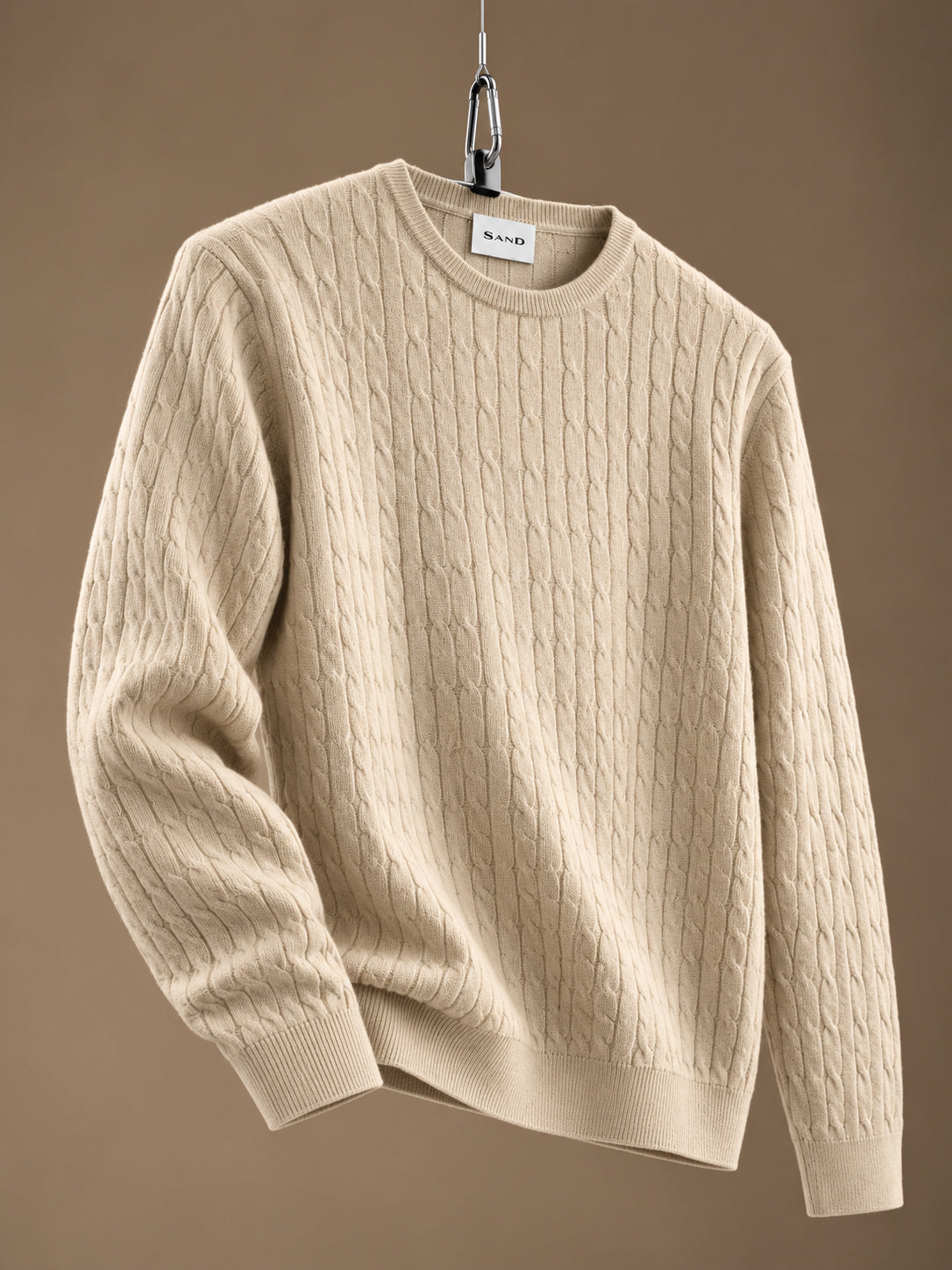 Iq Cottoncash Cable Crewneck Sweater Beige