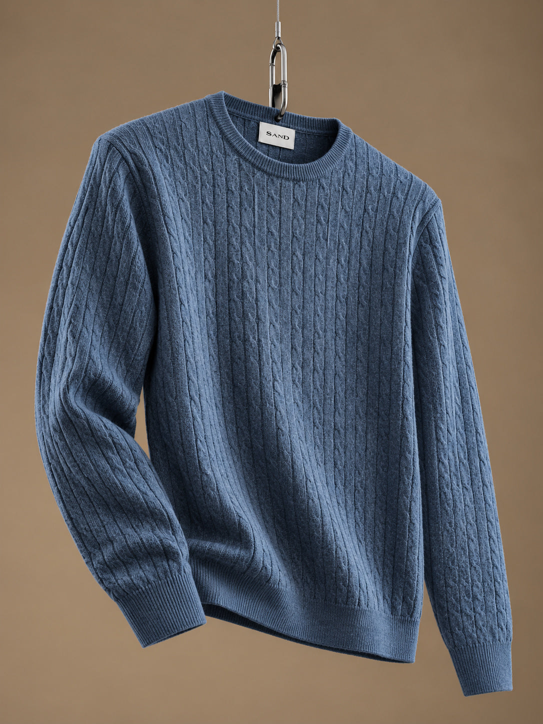 Iq Cottoncash Cable Crewneck Sweater Blue