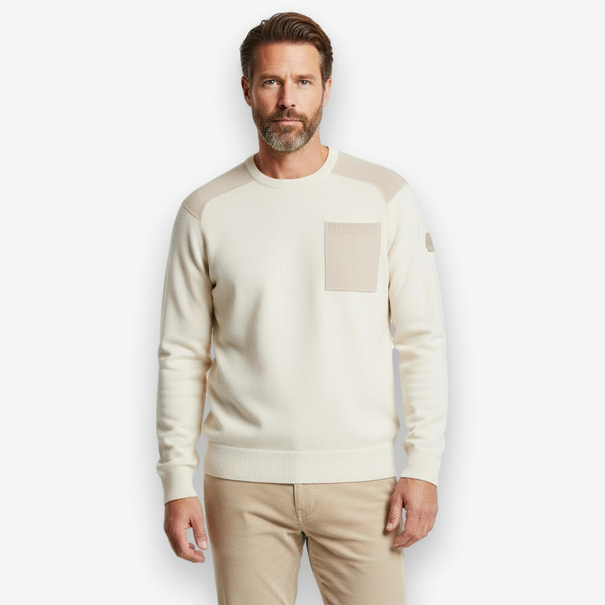 Spine Knitted Merino Crewneck Offwhite