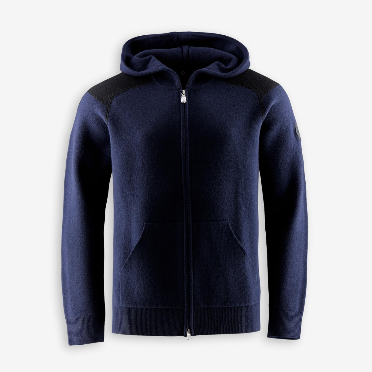 Spine Knitted Merino Zip Hood Dark Navy