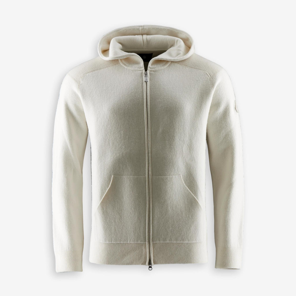 Spine Knitted Merino Zip Hood Offwhite