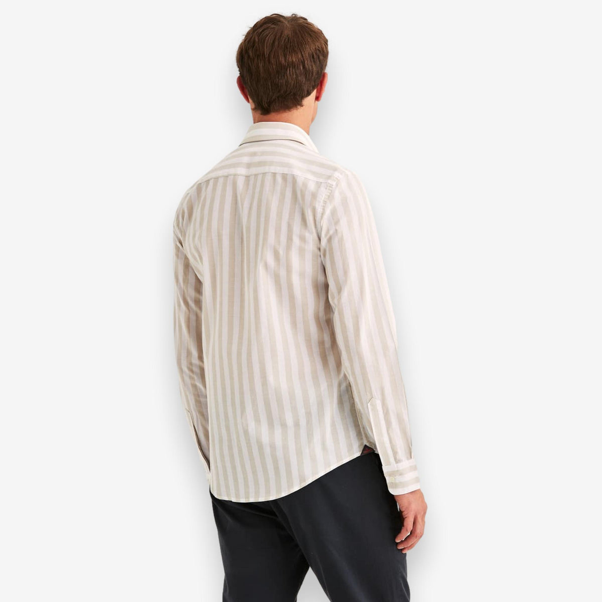 Summer Light Weight Stripe Shirt Khaki