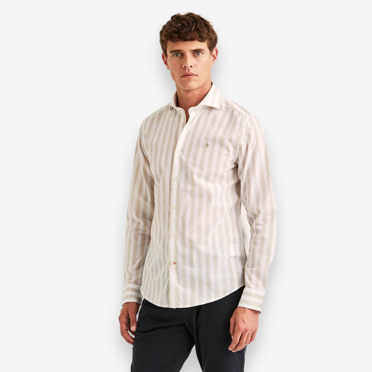 Summer Light Weight Stripe Shirt Khaki