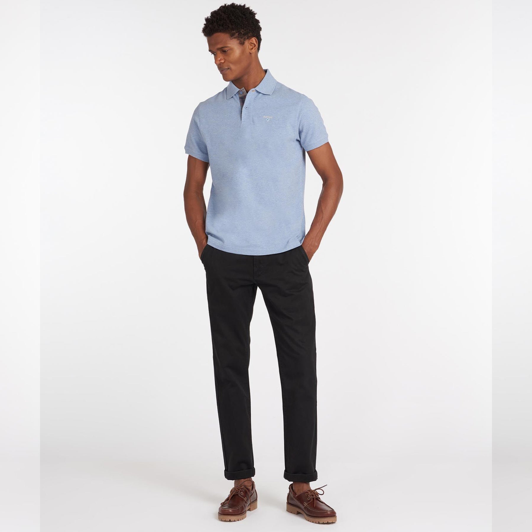 Tartan Pique Polo Sky Blue
