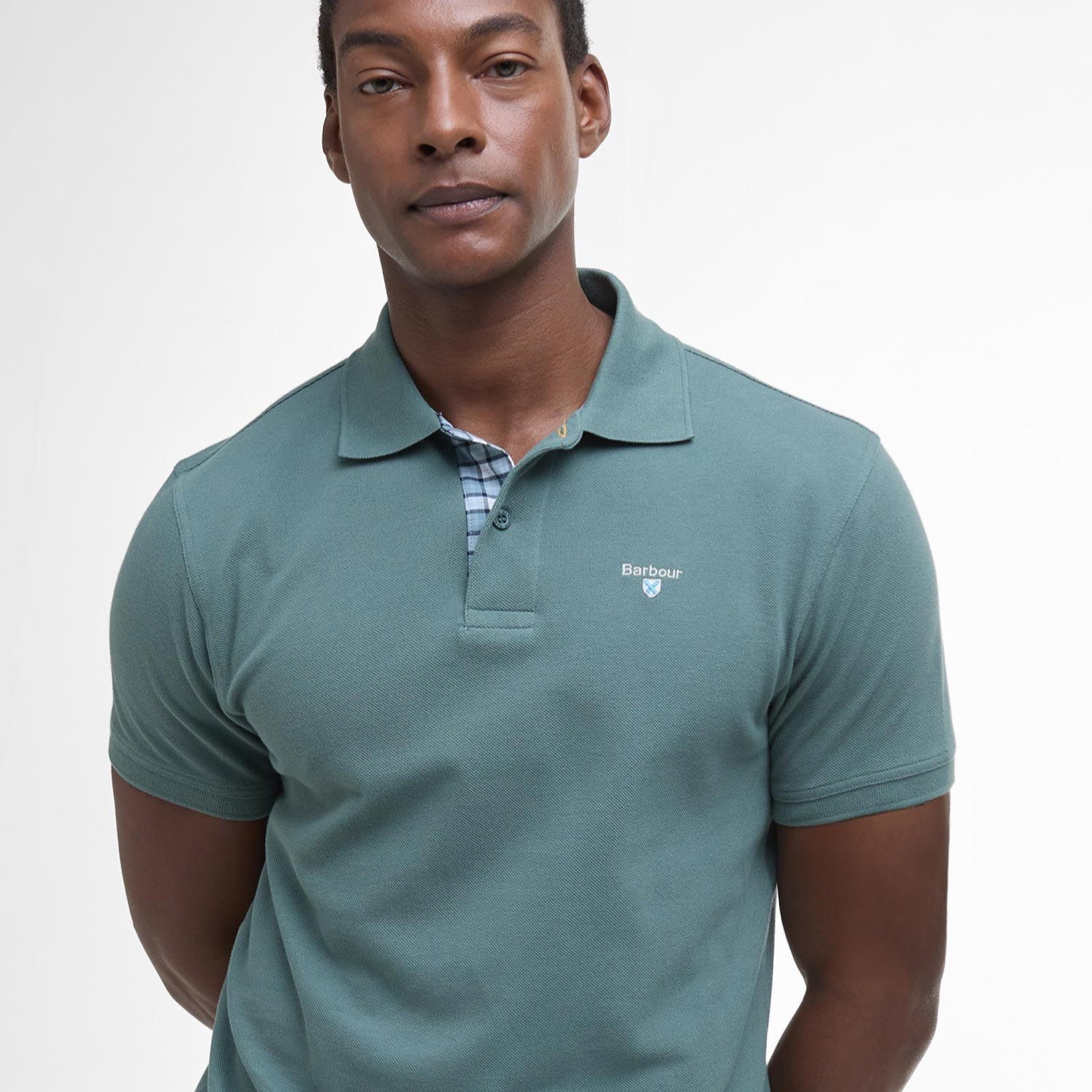 Tartan Pique Polo Vintage Teal
