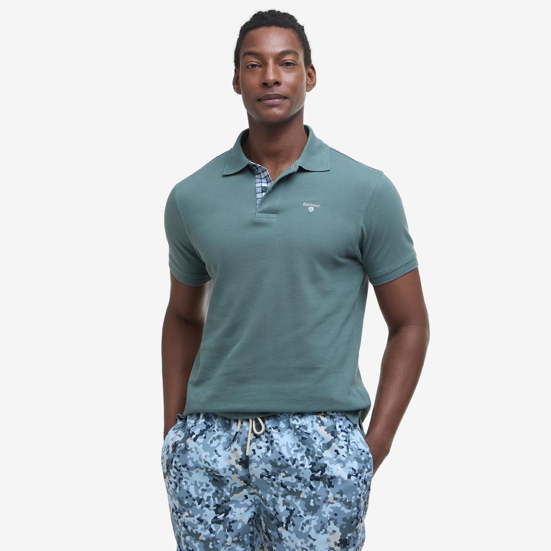 Tartan Pique Polo Vintage Teal
