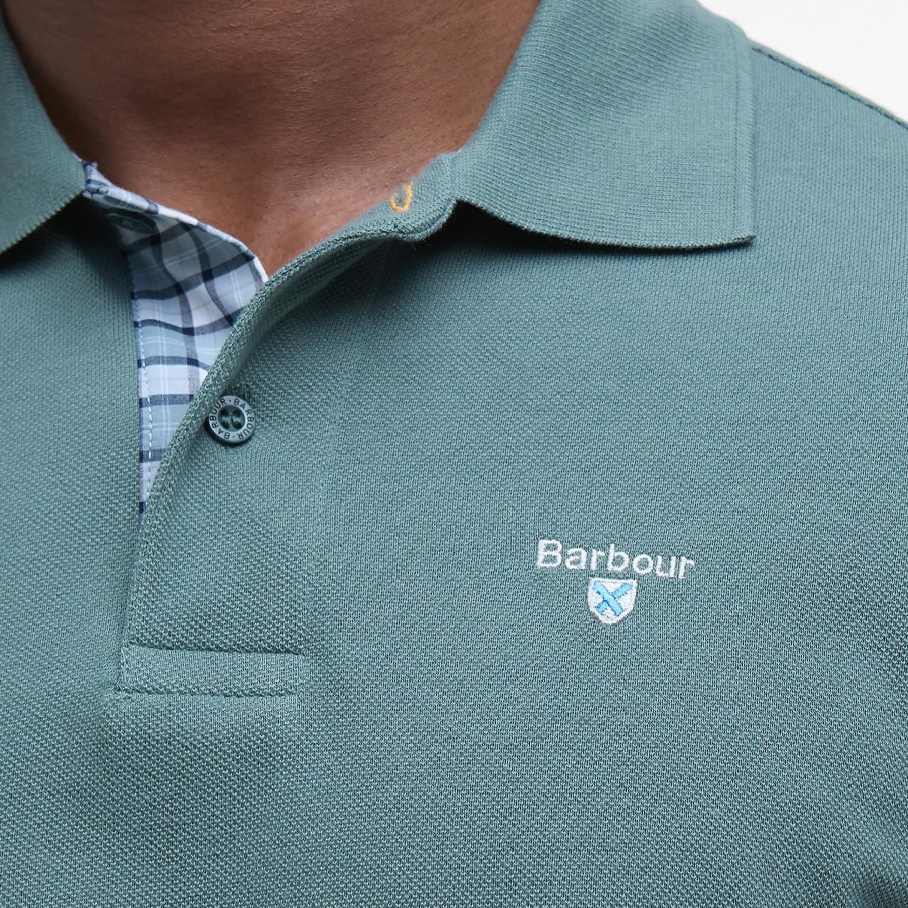 Tartan Pique Polo Vintage Teal