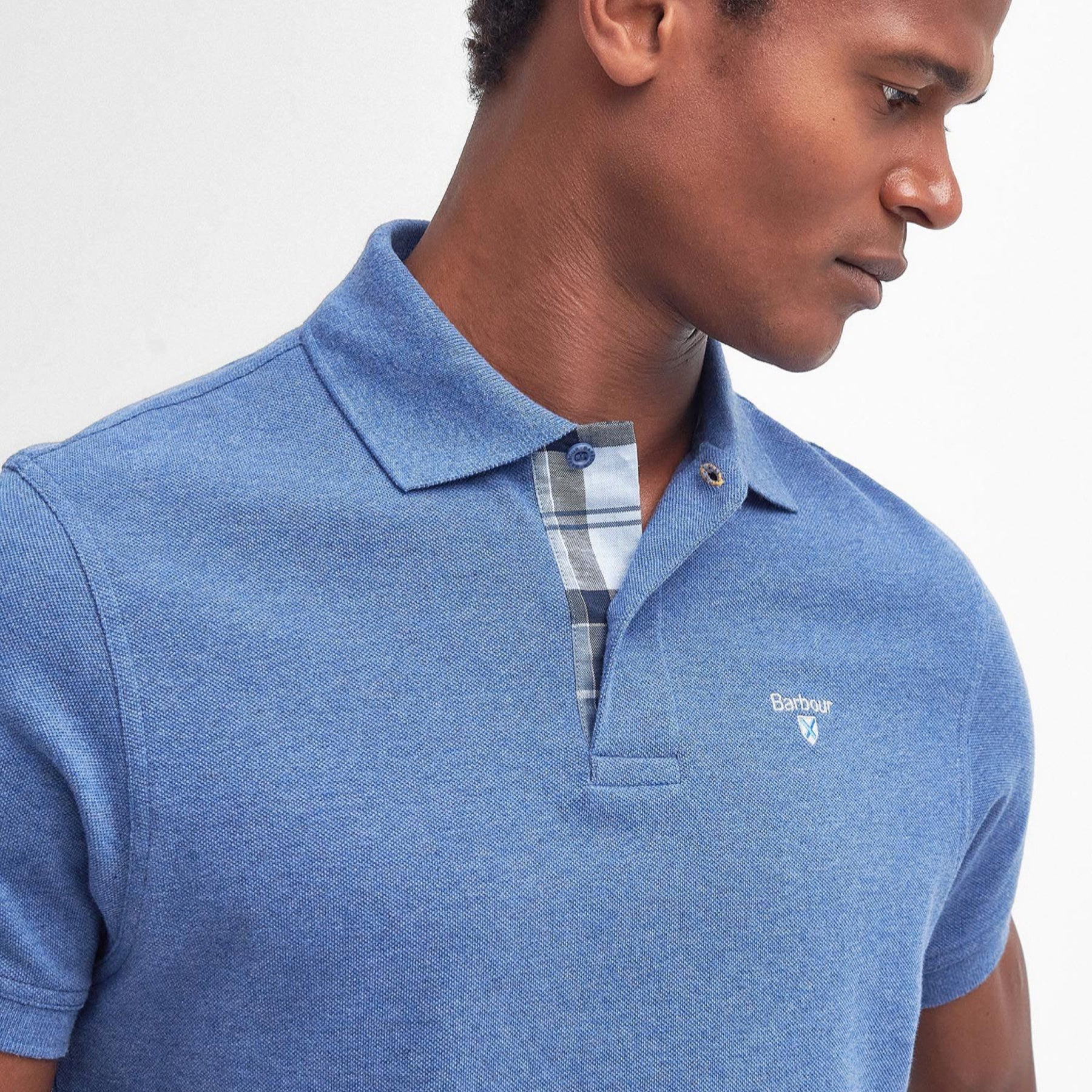 Tartan Pique Polo Chambray