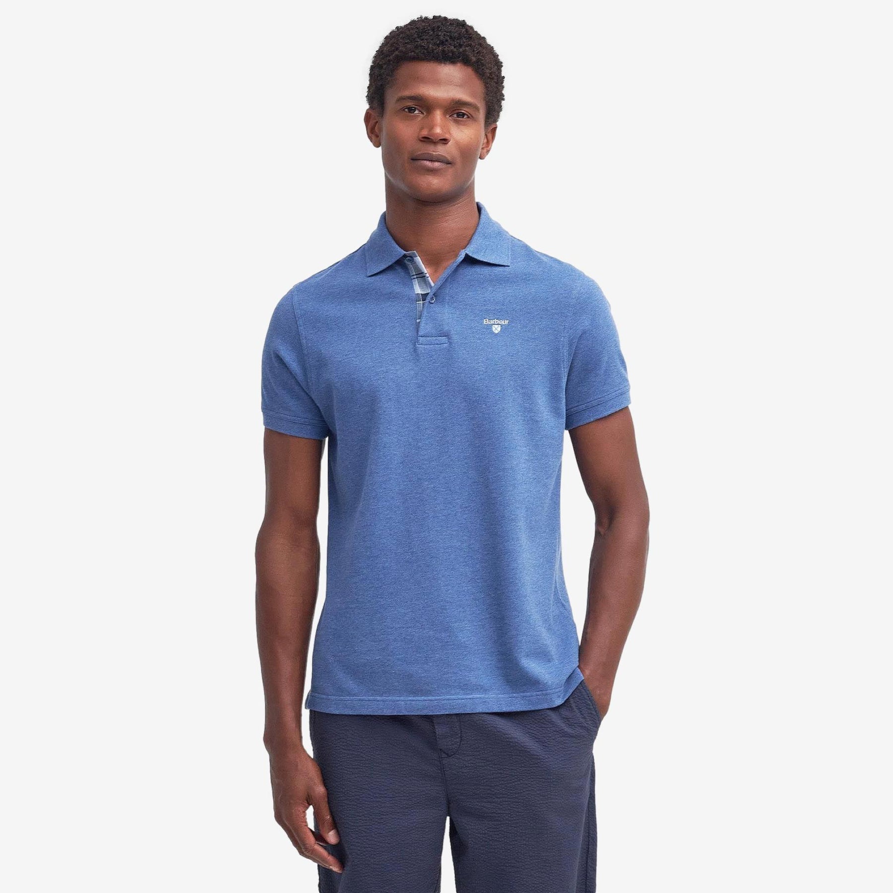 Tartan Pique Polo Chambray