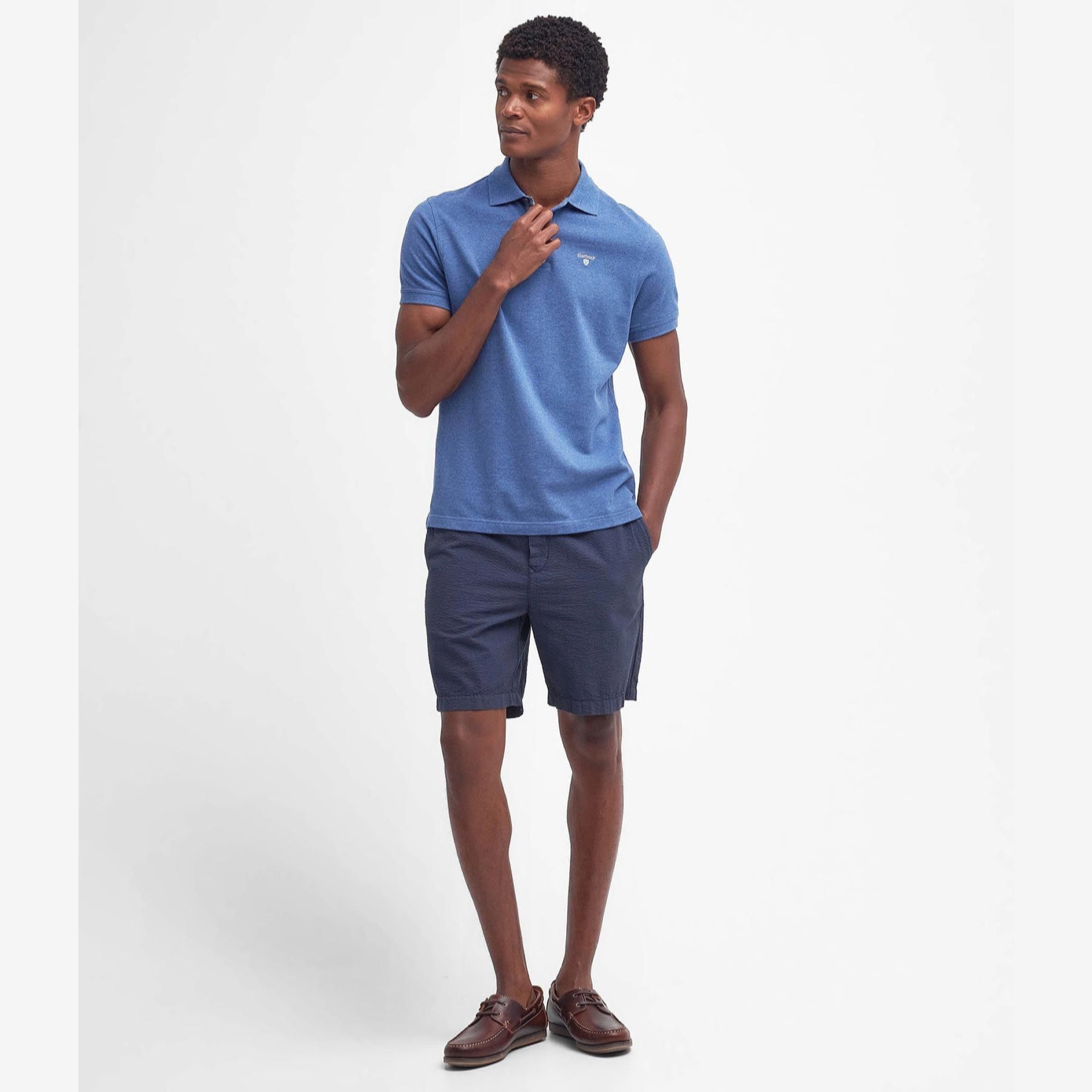 Tartan Pique Polo Chambray