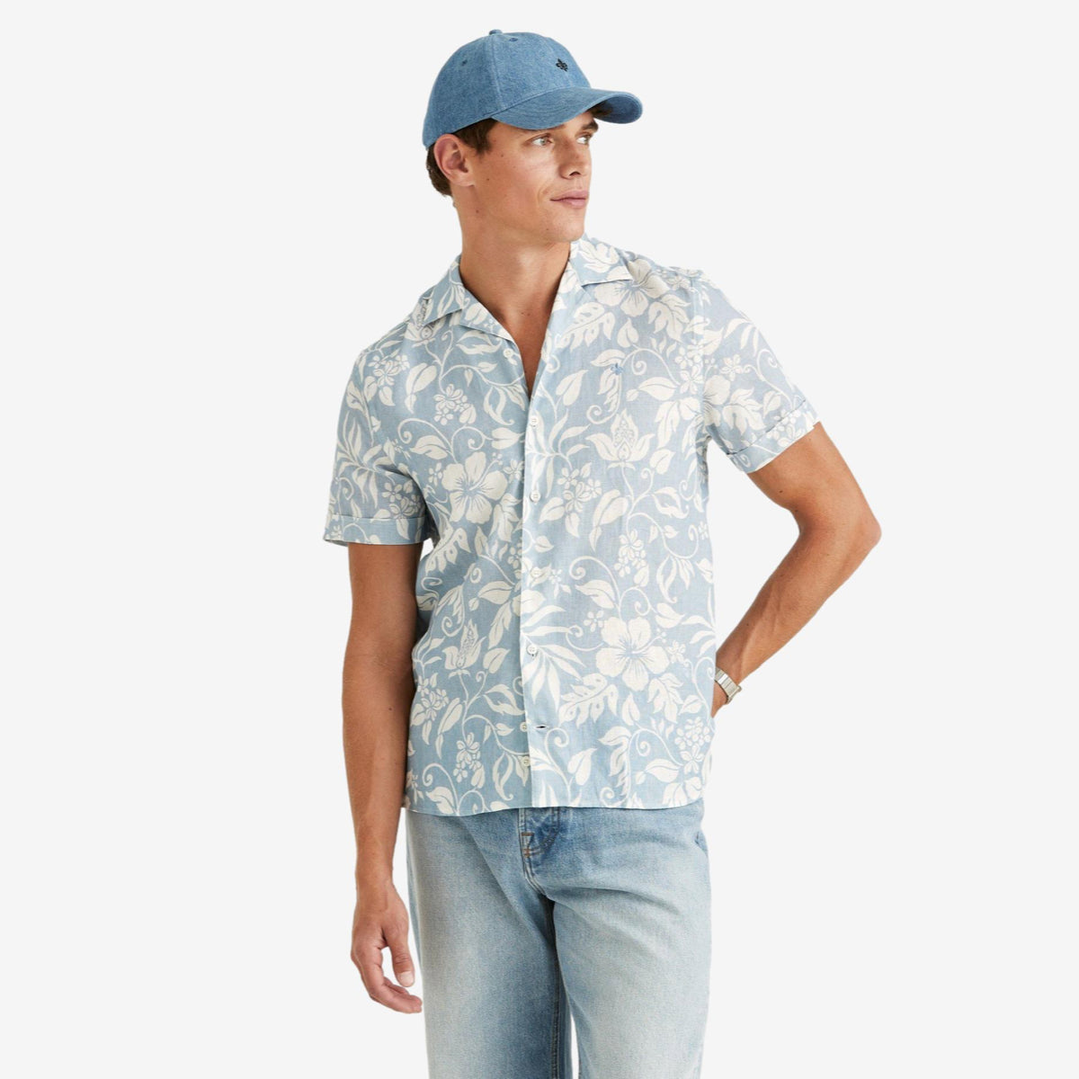 Tropical Short Sleeve Shirt Blue-Morris Stockholm-Phrase