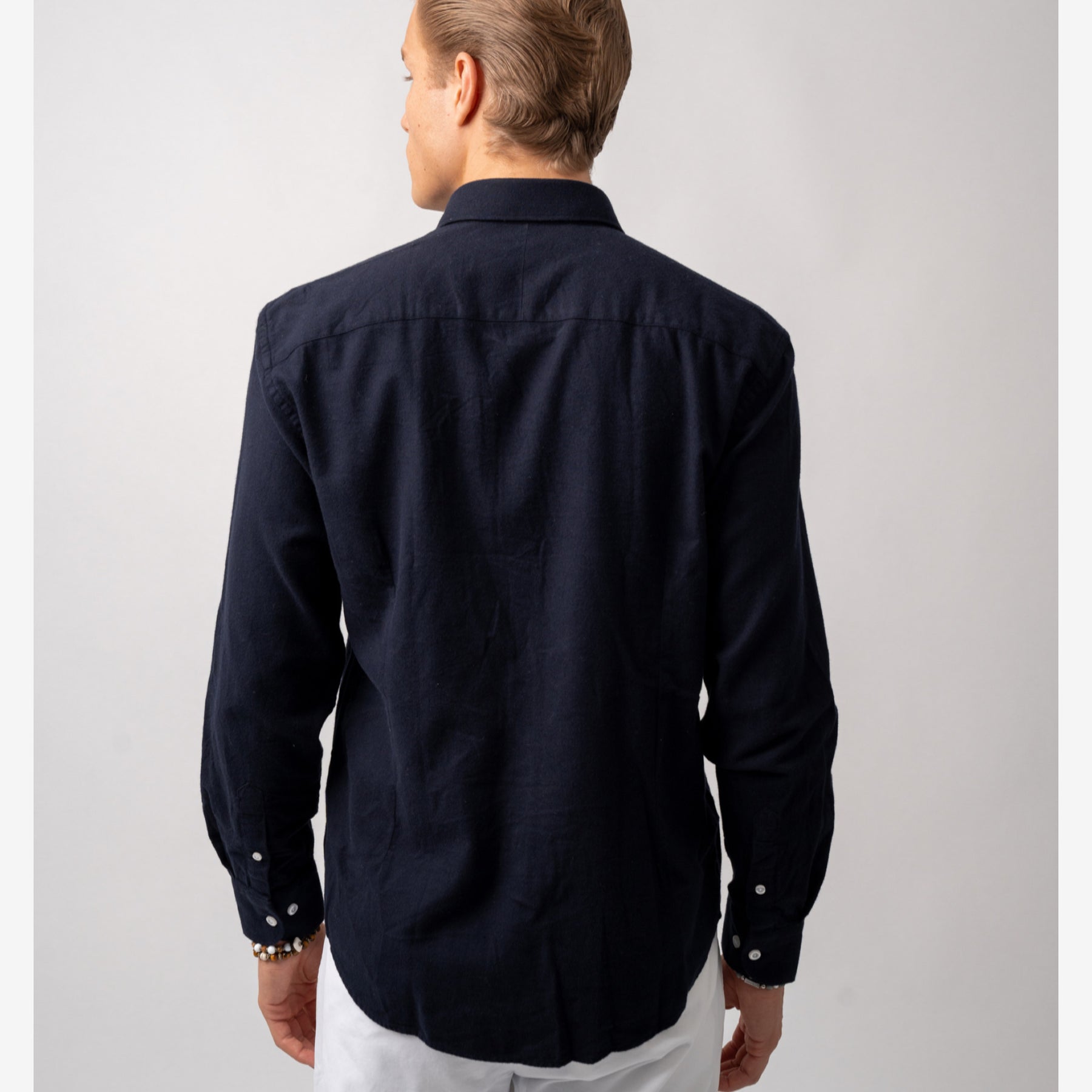 Twill Brushed Cotton Shirt Navy-The Gilli-Phrase