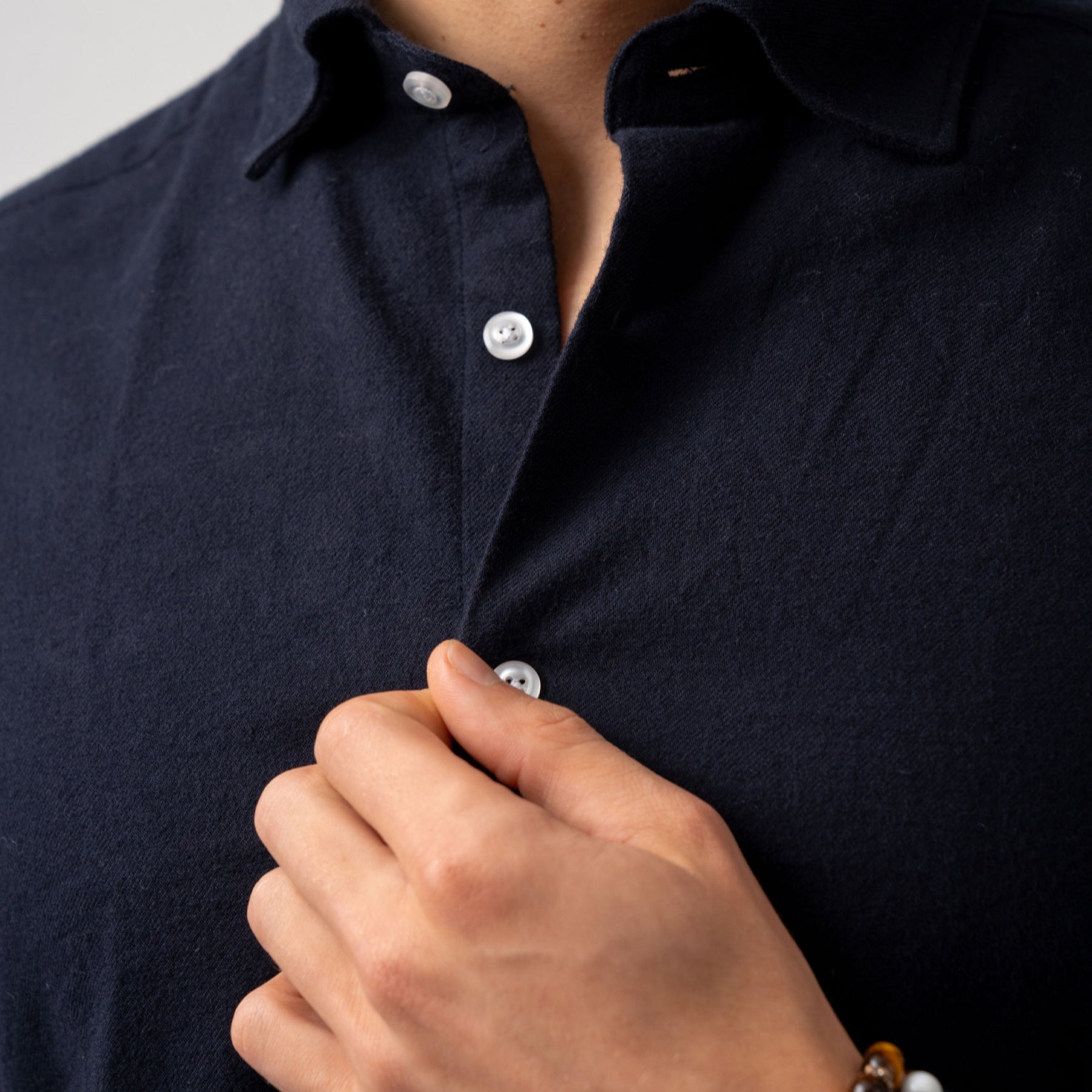 Twill Brushed Cotton Shirt Navy-The Gilli-Phrase