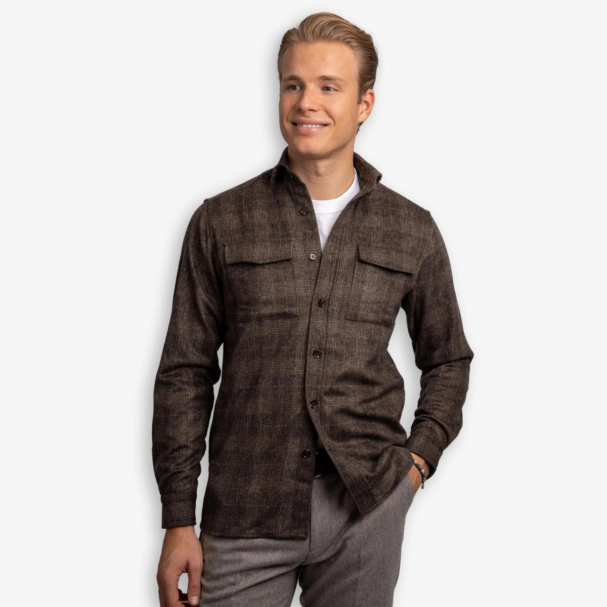 Wool Overshirt Brown Check
