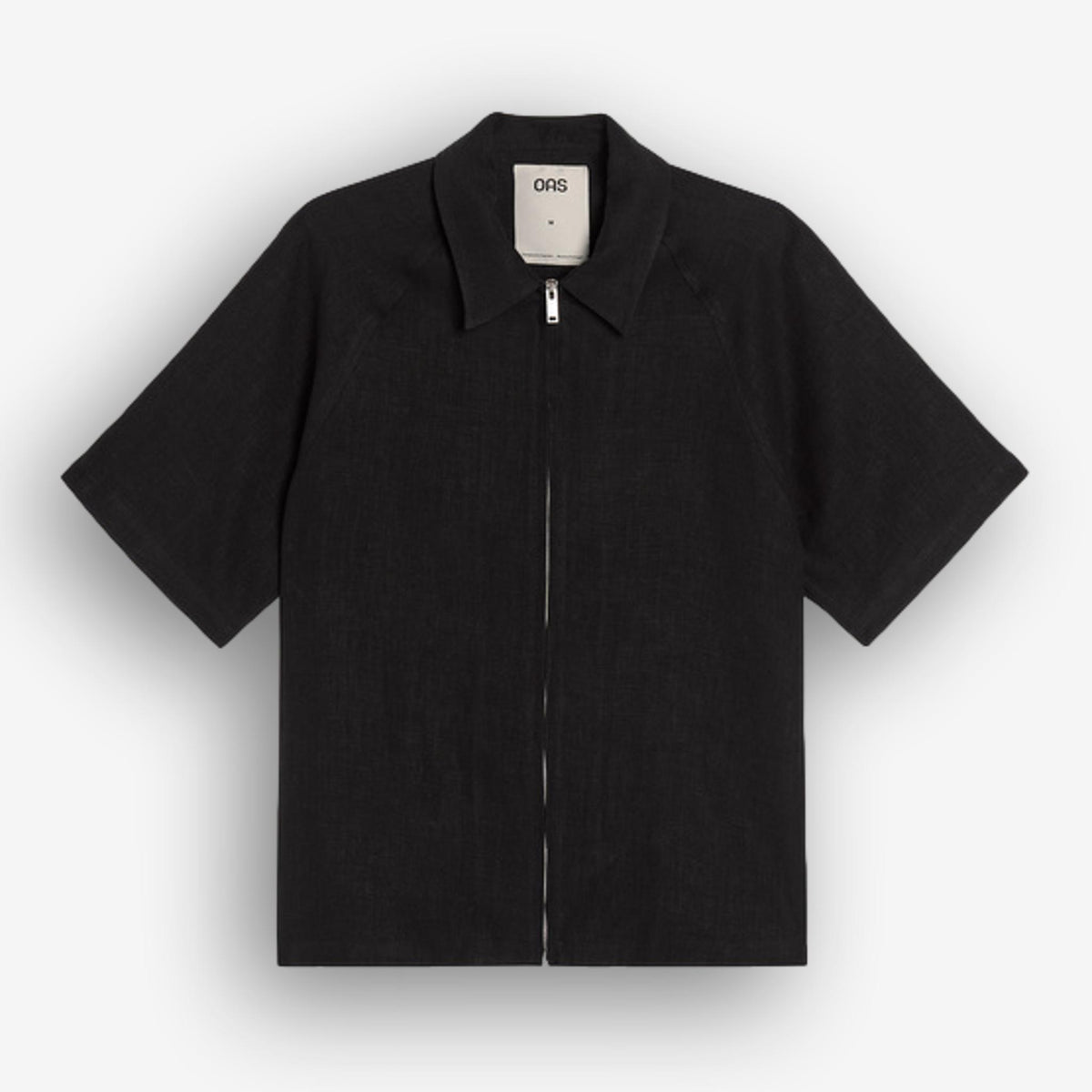 Zack Linen ZIp Shirt Nero-OAS-Phrase
