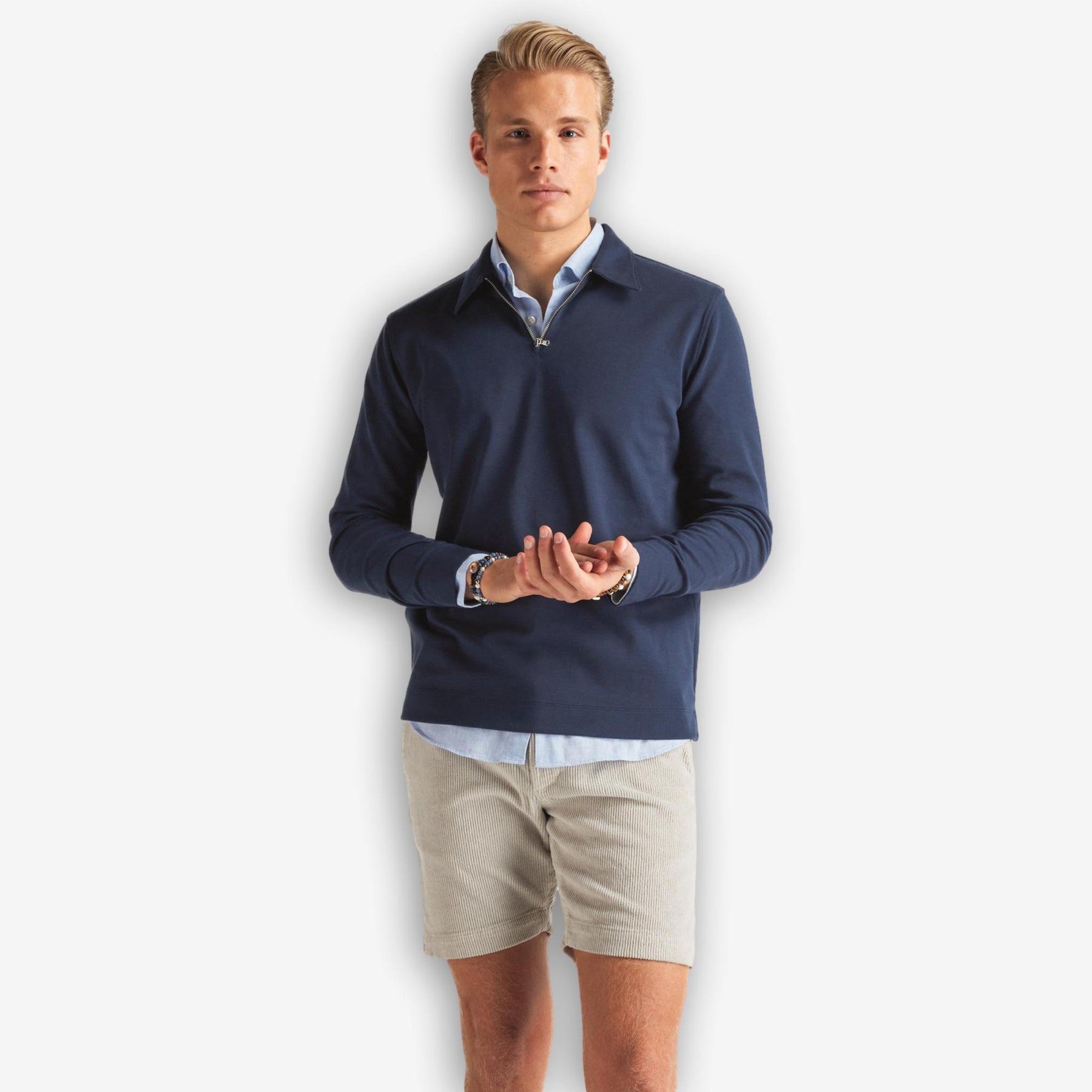 Zip Polo Long Sleeve Navy-Genser-The Gilli-Phrase