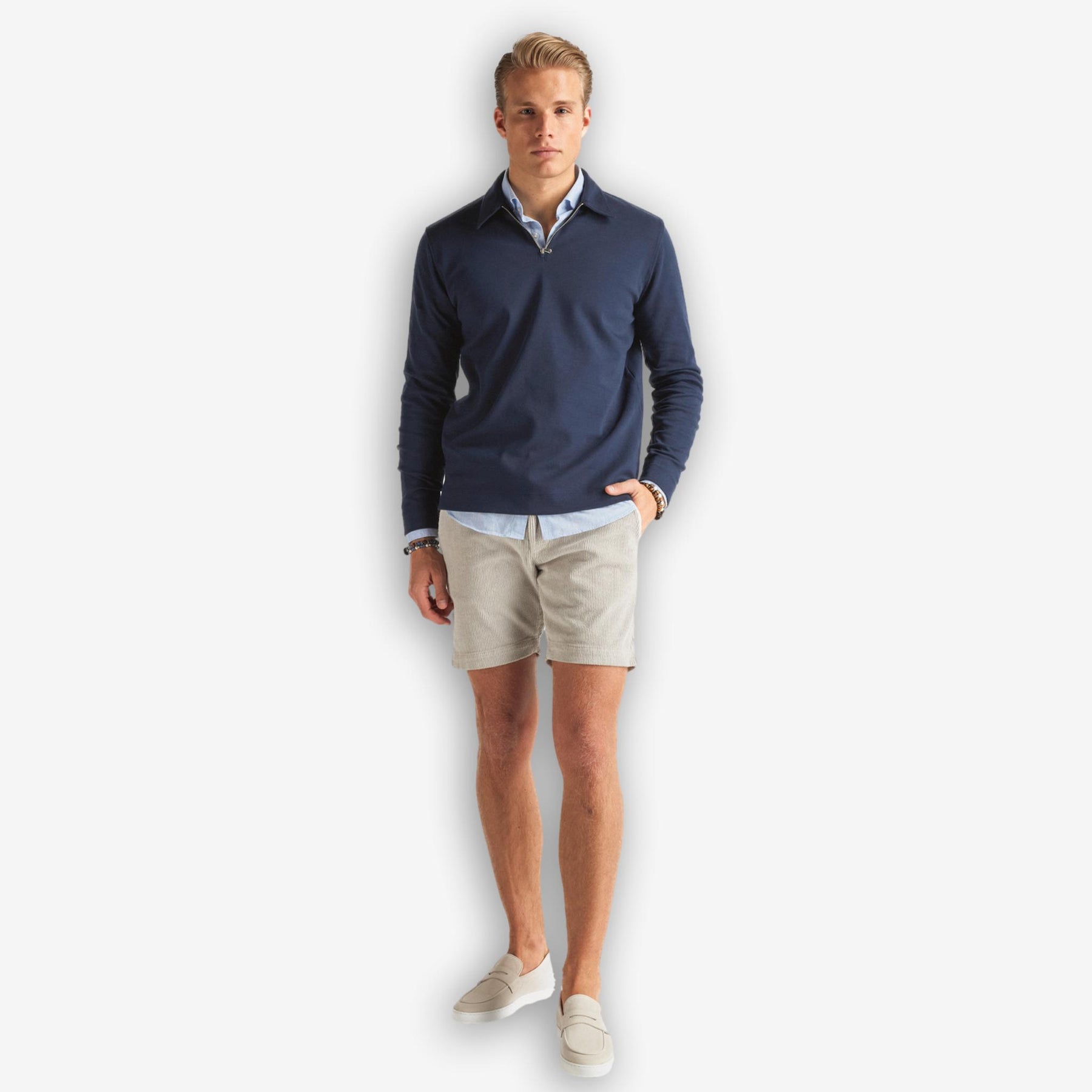 Zip Polo Long Sleeve Navy-Genser-The Gilli-Phrase