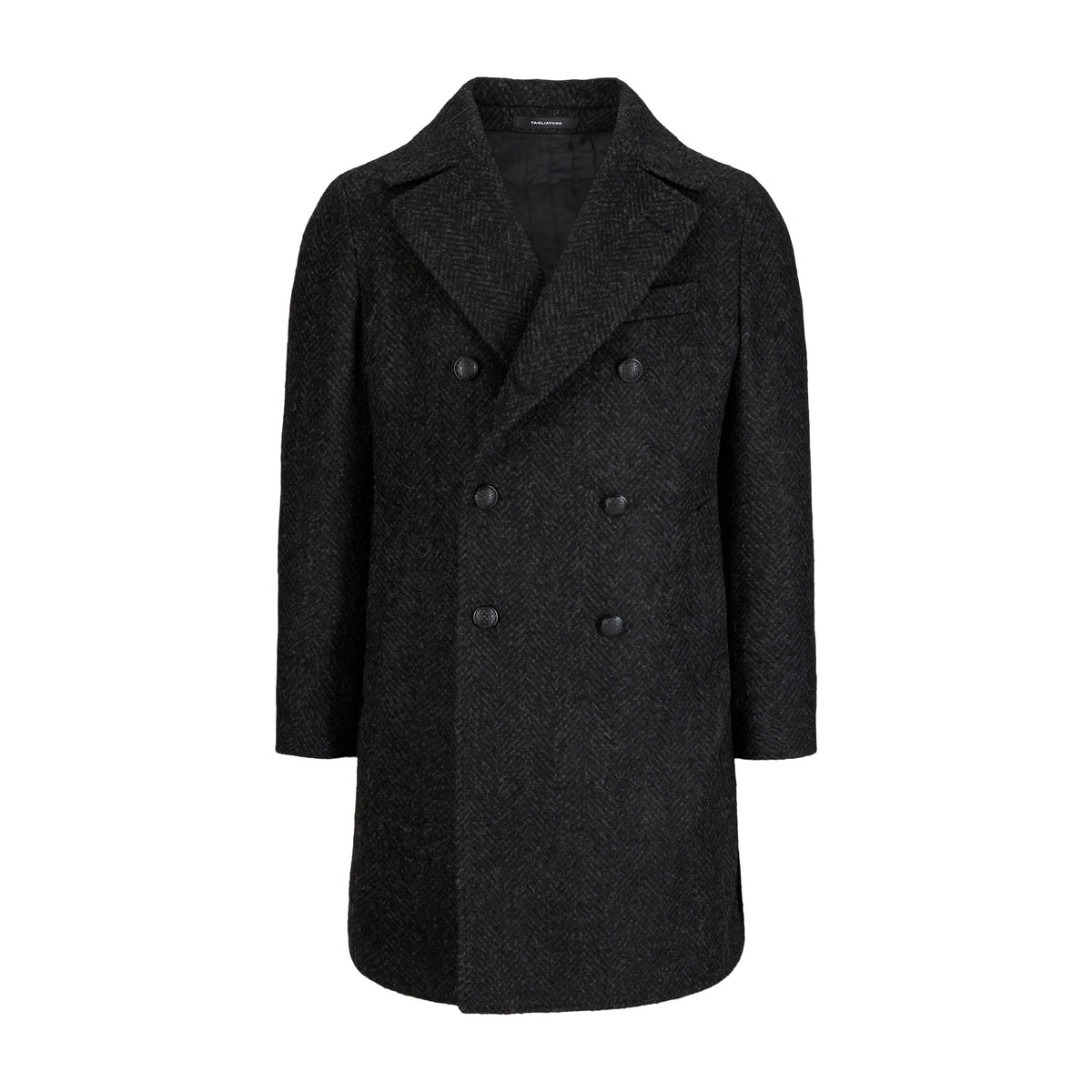 Arden DB Herringbone Wool Coat Black-Frakk-Tagliatore-Phrase