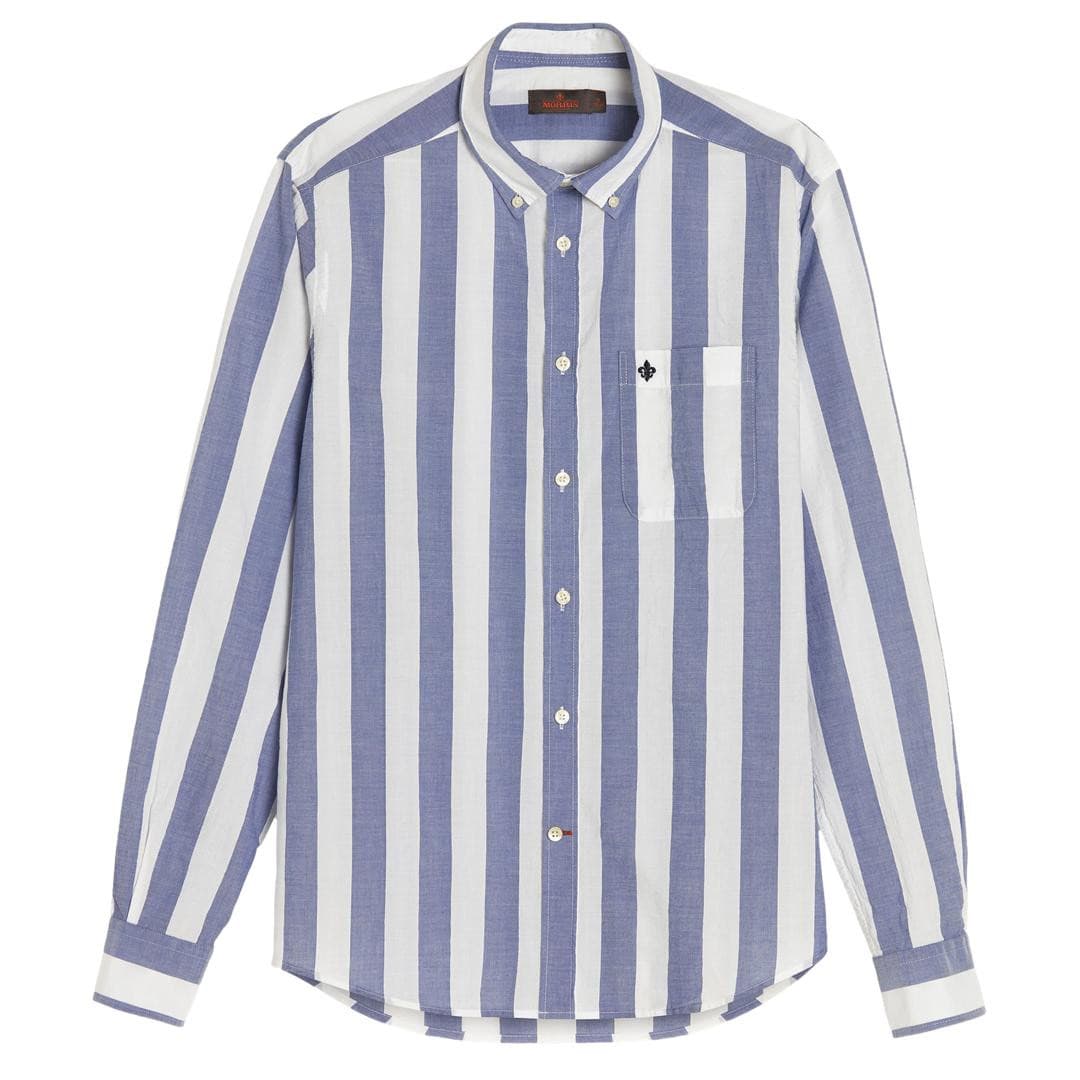 Block Stripe Cotton Shirt Marineblå-Skjorte-Morris Stockholm-phrase3